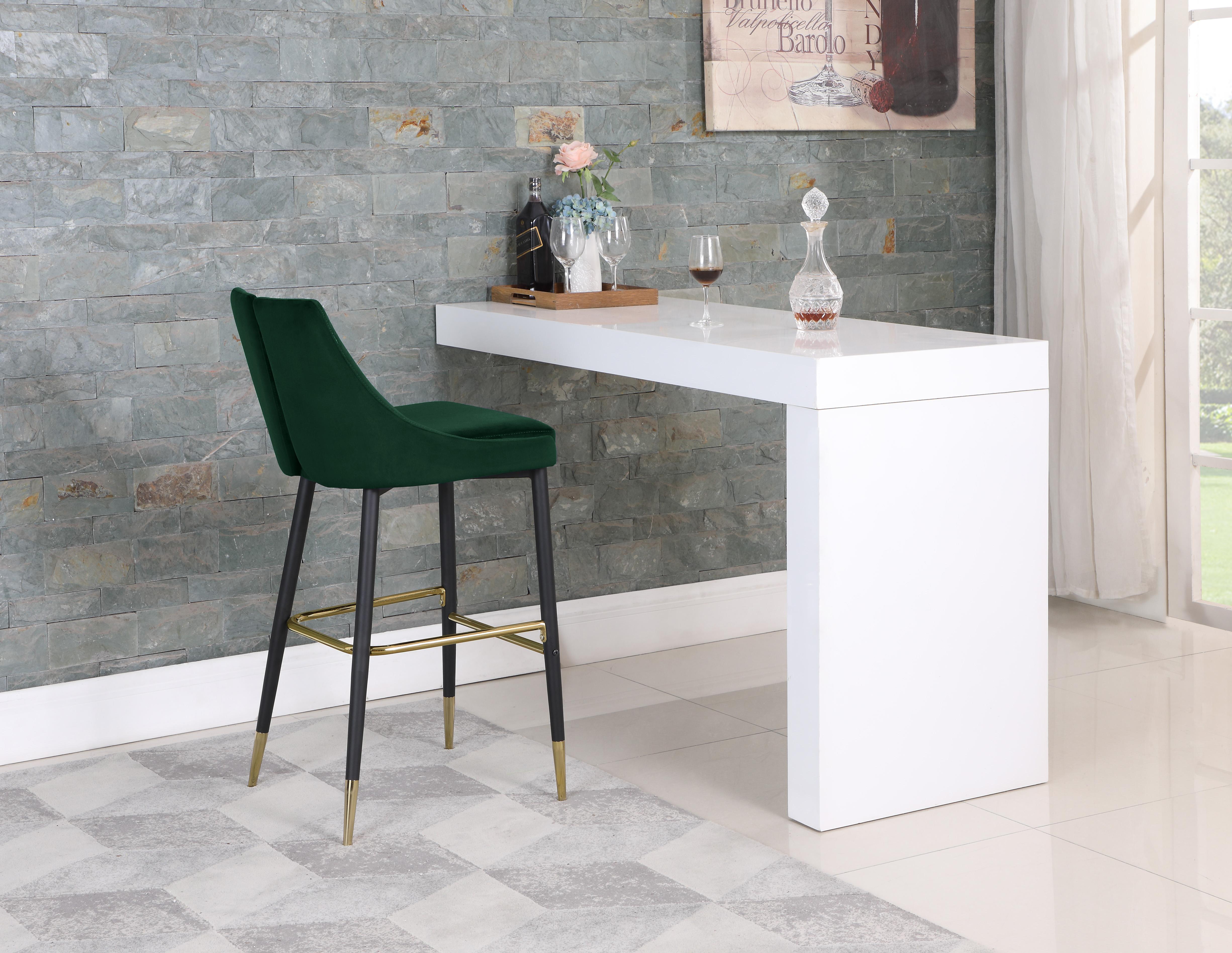 Sleek Green Velvet Stool - Luxury Home Furniture (MI)