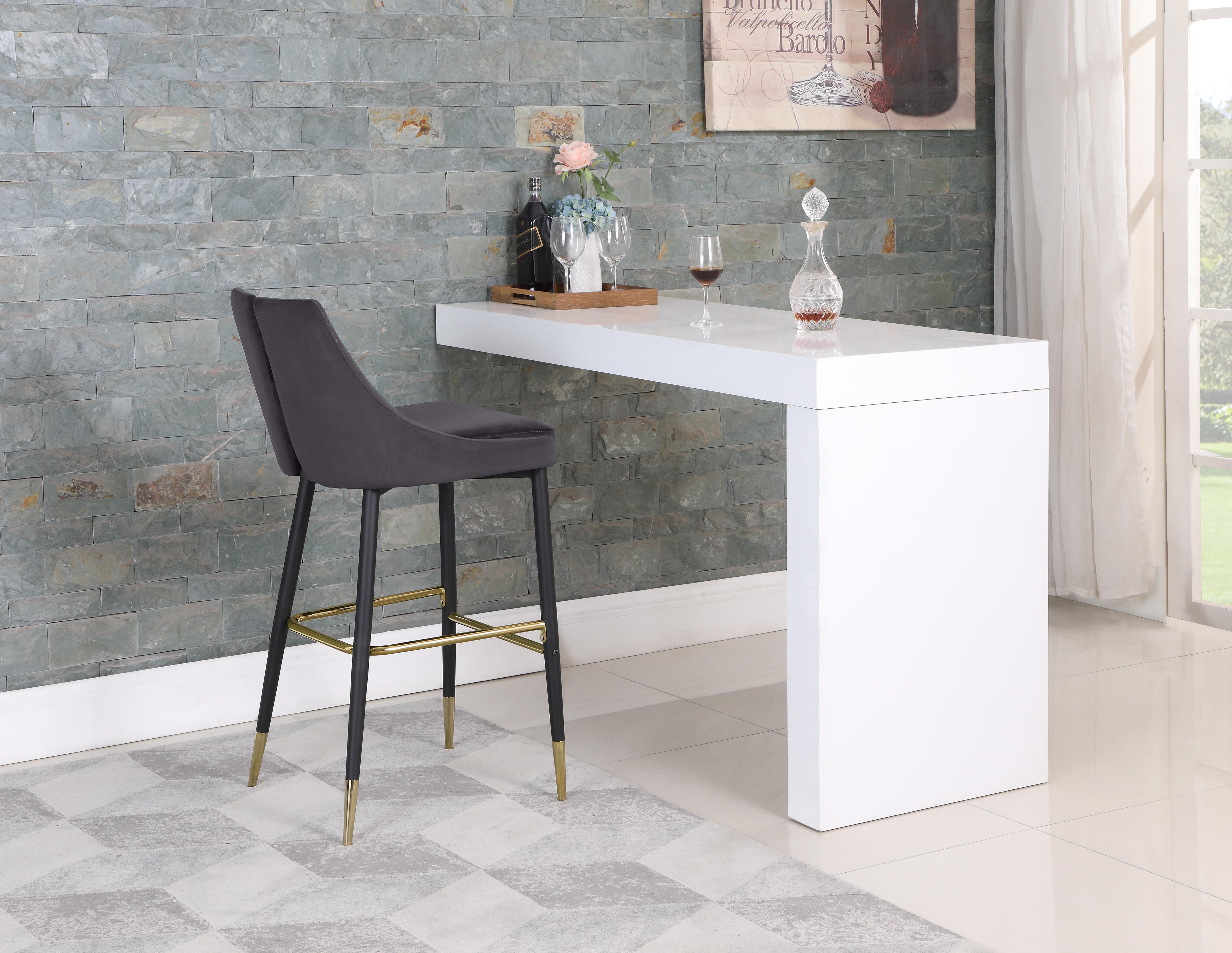 Sleek Grey Velvet Stool - Luxury Home Furniture (MI)
