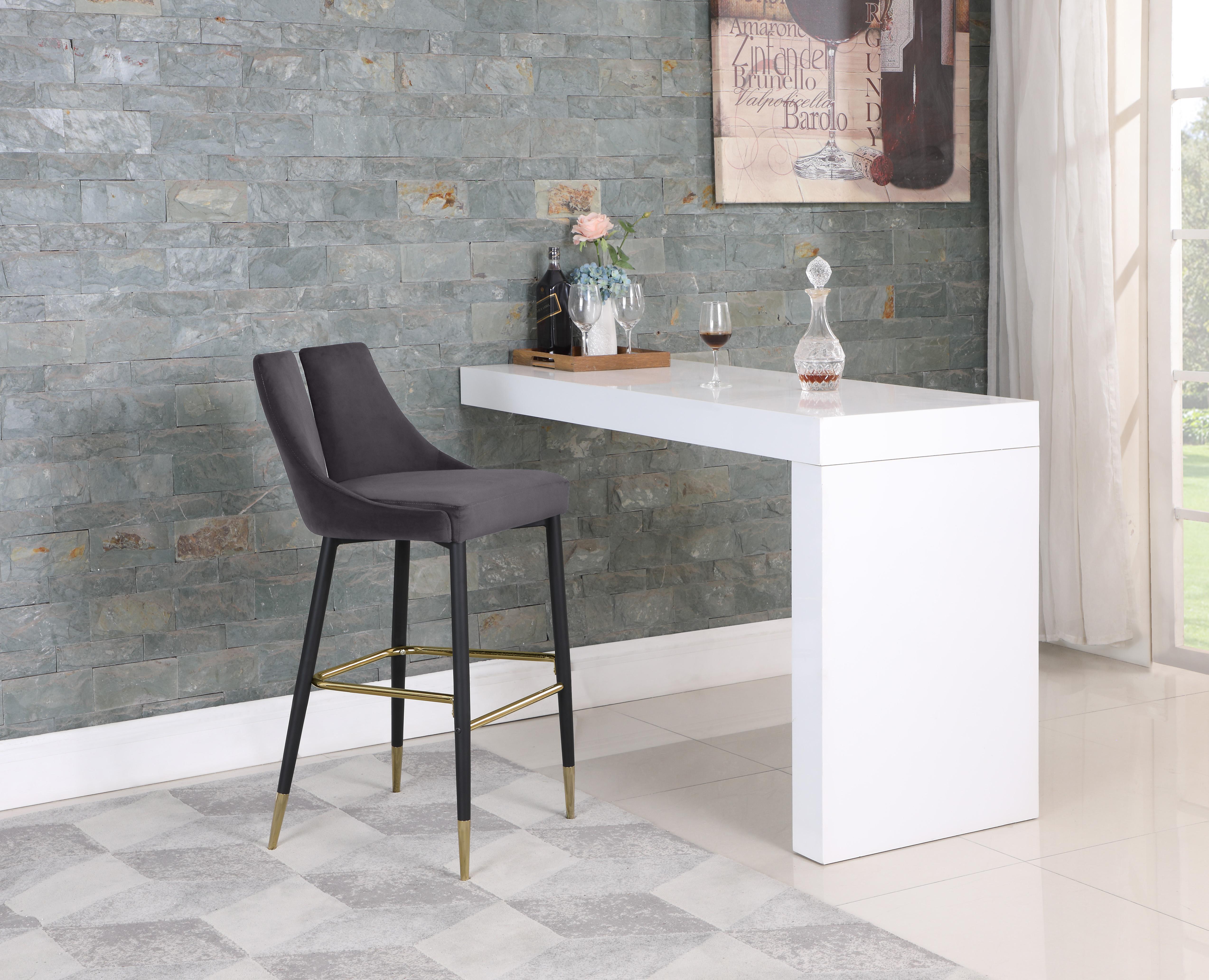 Sleek Grey Velvet Stool - Luxury Home Furniture (MI)