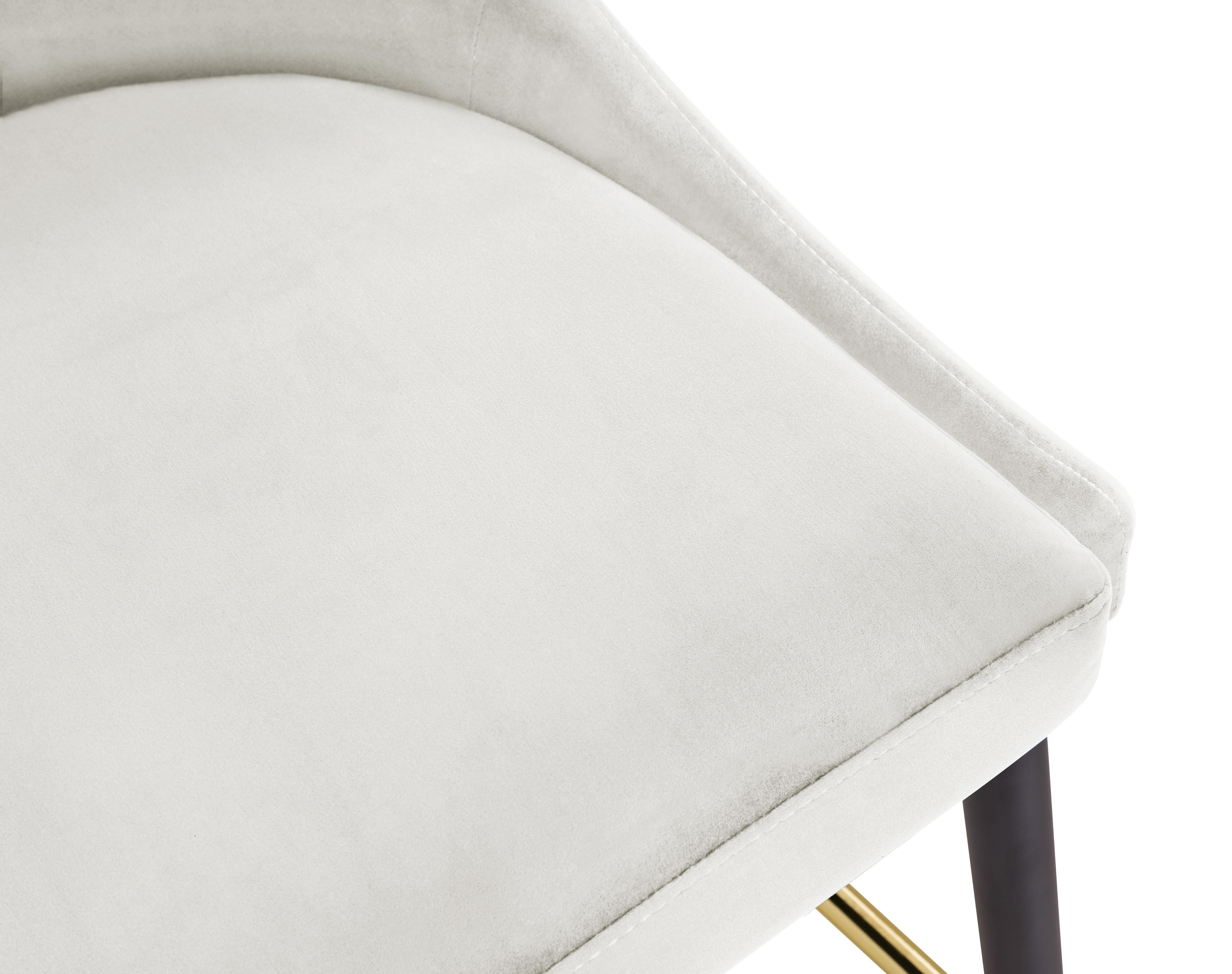 Sleek Cream Velvet Stool - Luxury Home Furniture (MI)