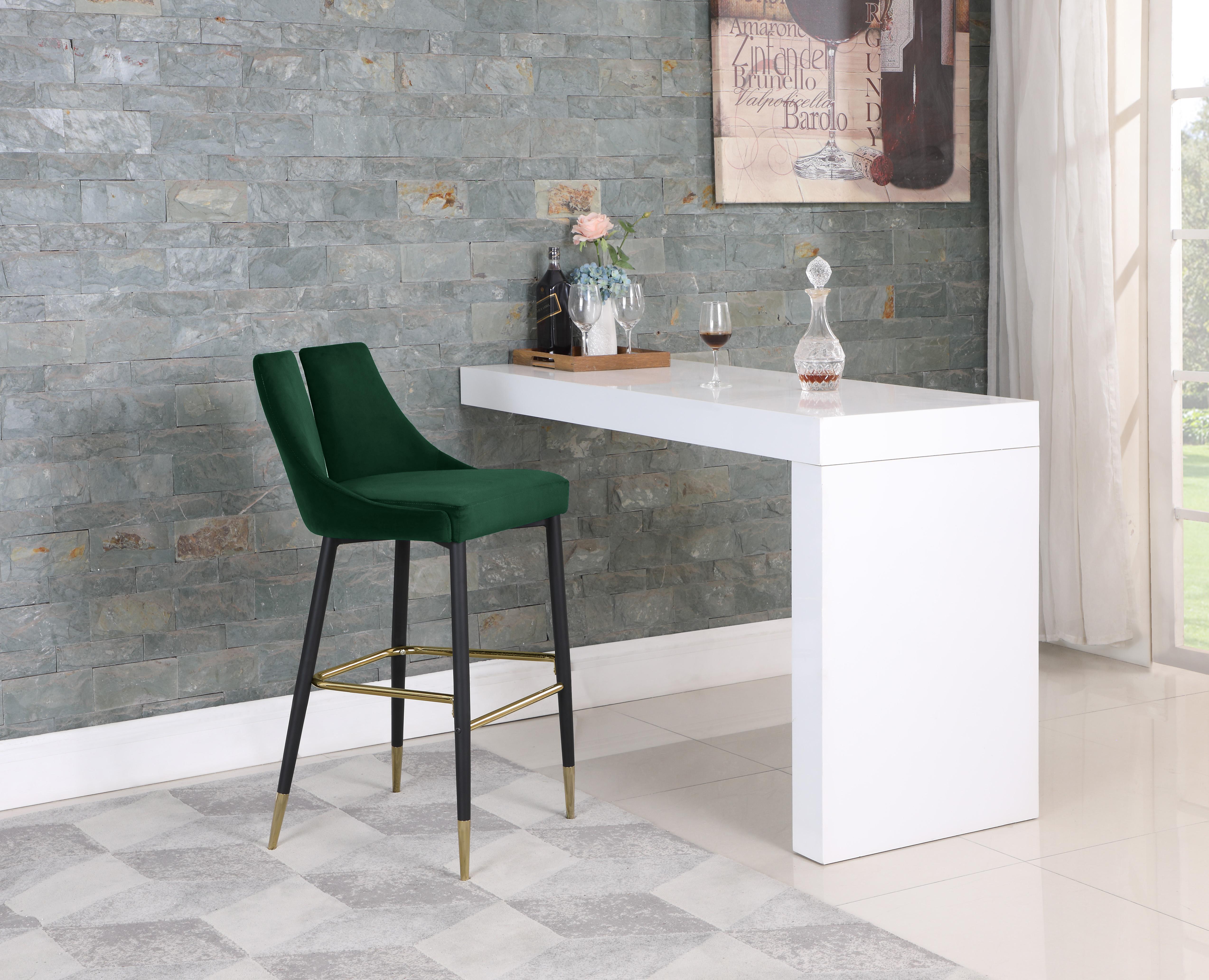 Sleek Green Velvet Stool - Luxury Home Furniture (MI)
