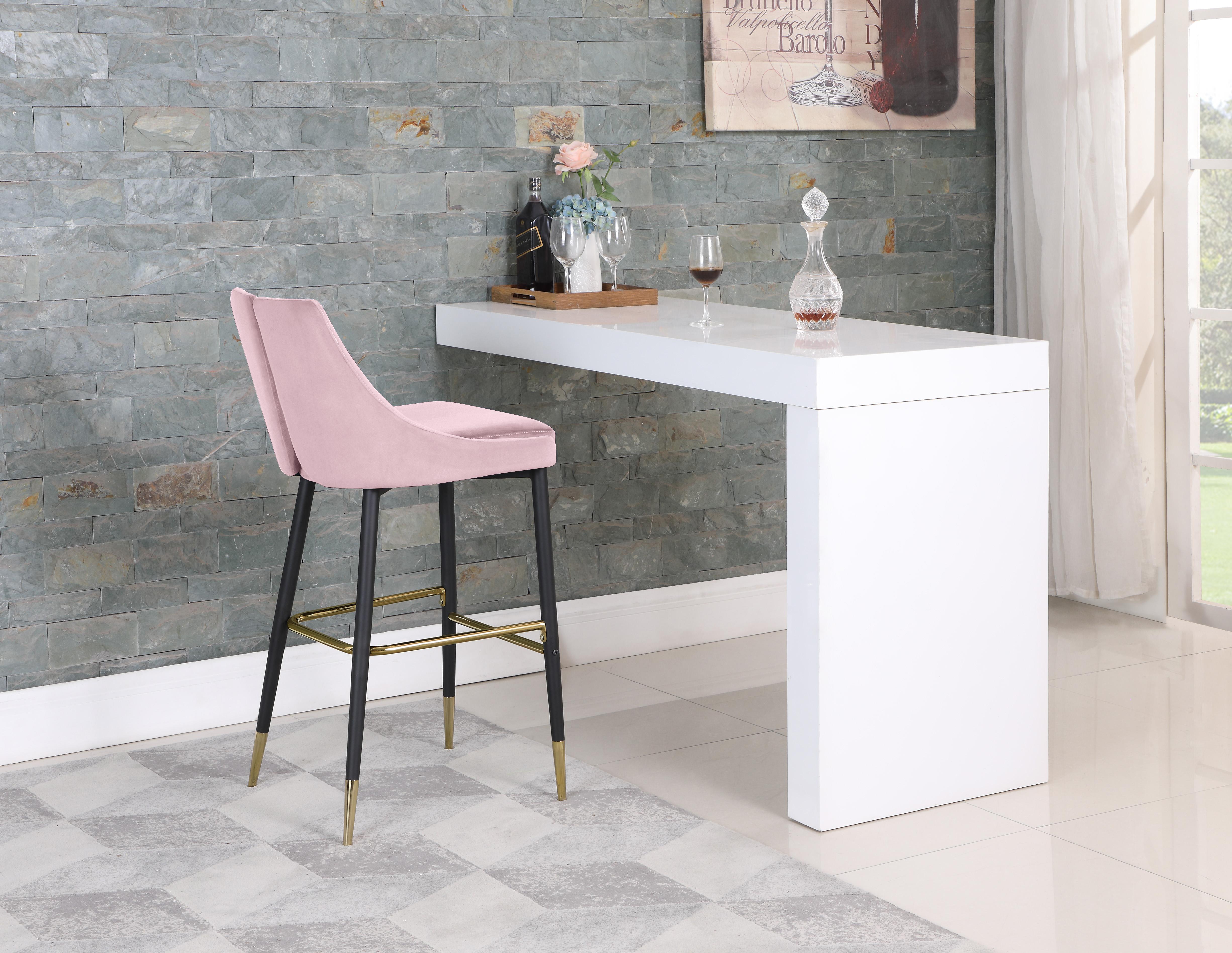 Sleek Pink Velvet Stool - Luxury Home Furniture (MI)