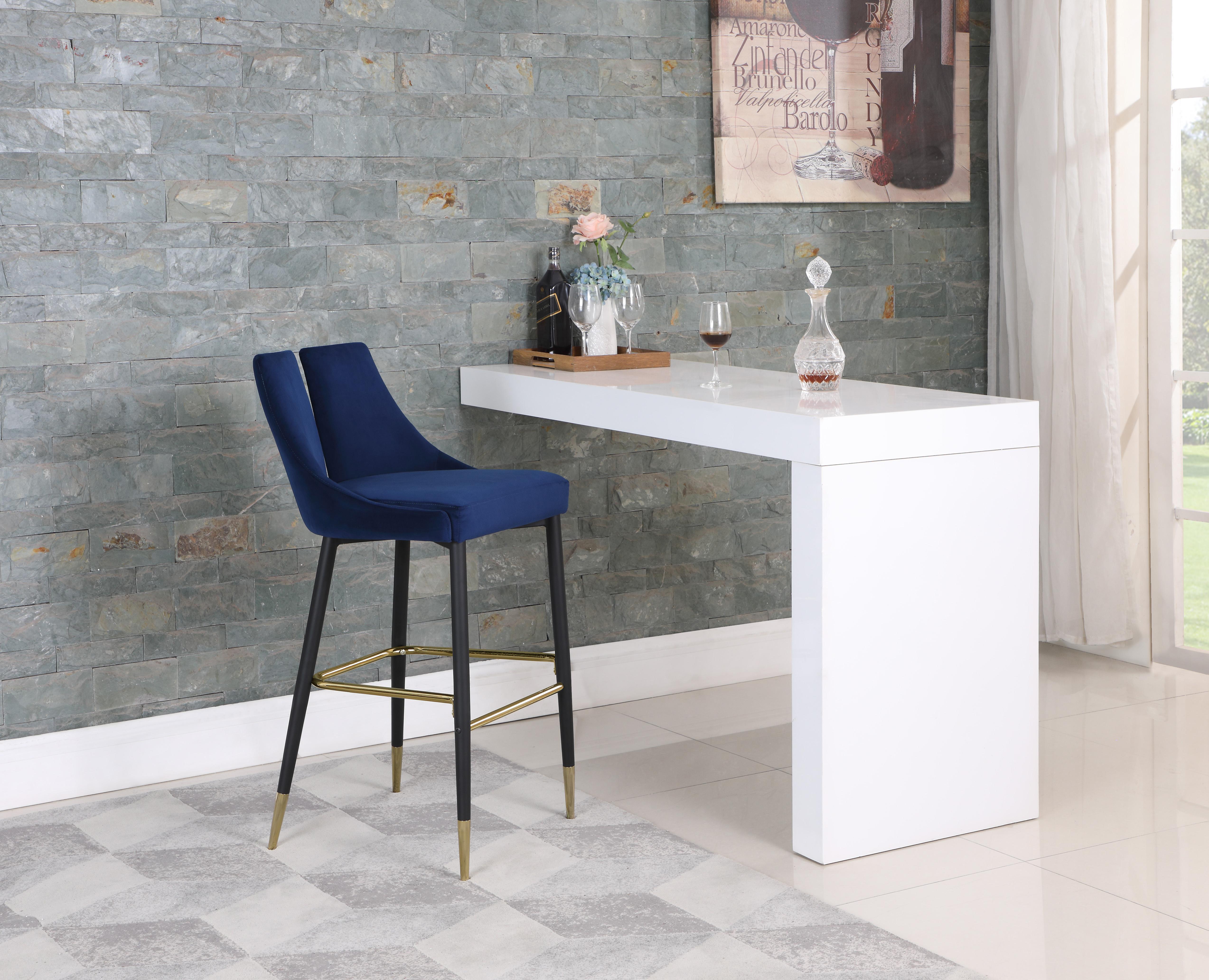 Sleek Navy Velvet Stool - Luxury Home Furniture (MI)