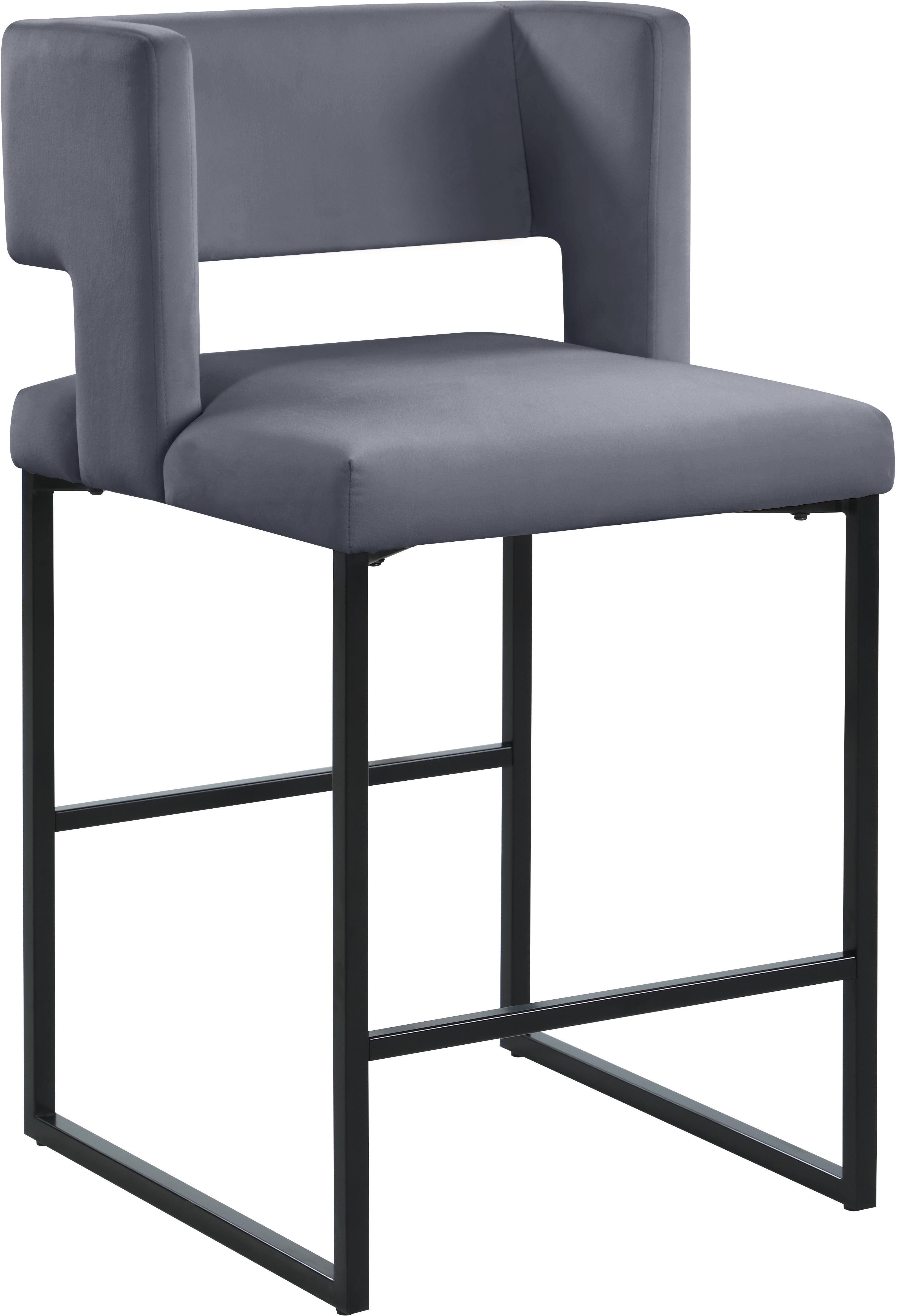 Caleb Grey Velvet Counter Stool - Luxury Home Furniture (MI)