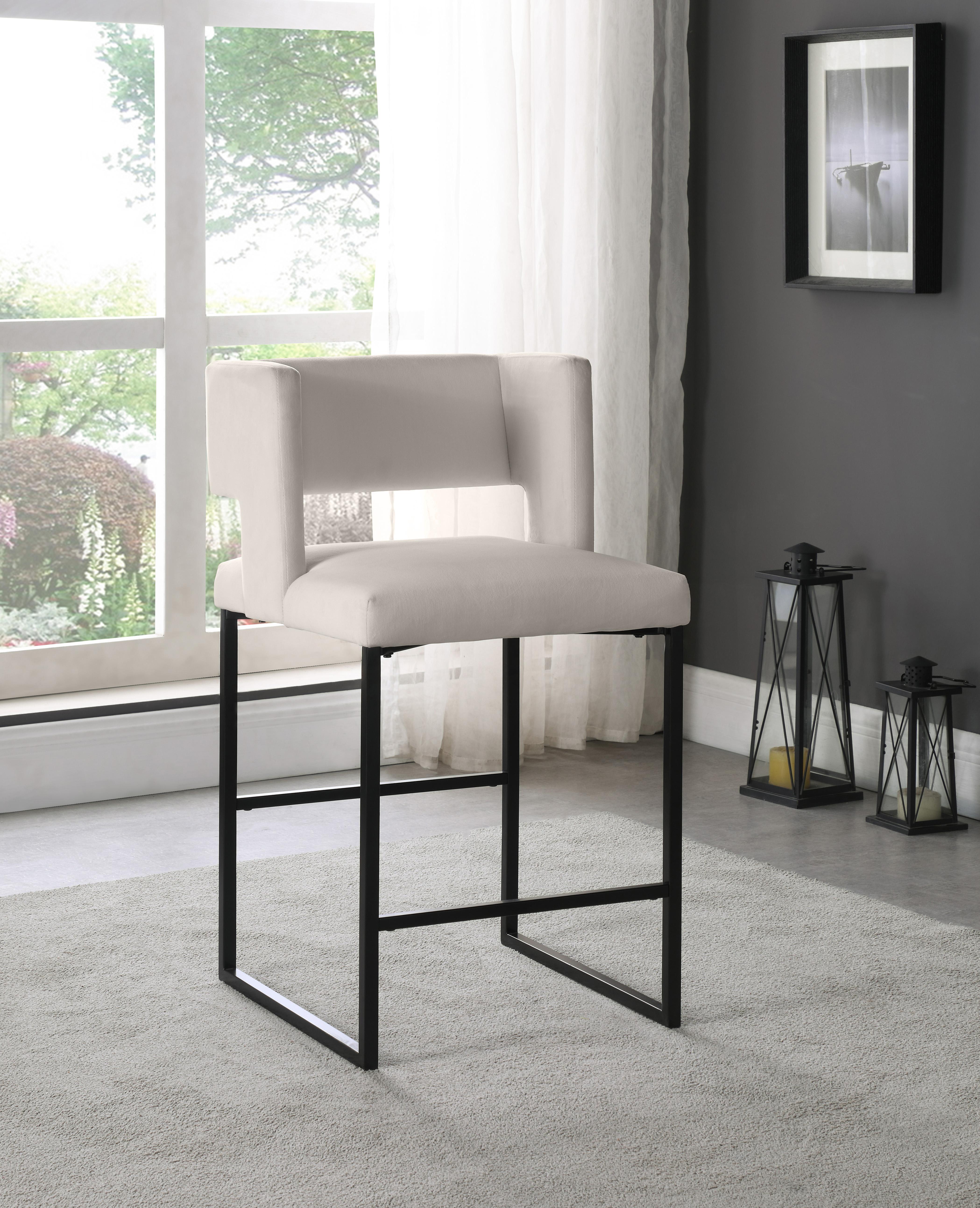 Caleb Cream Velvet Counter Stool - Luxury Home Furniture (MI)