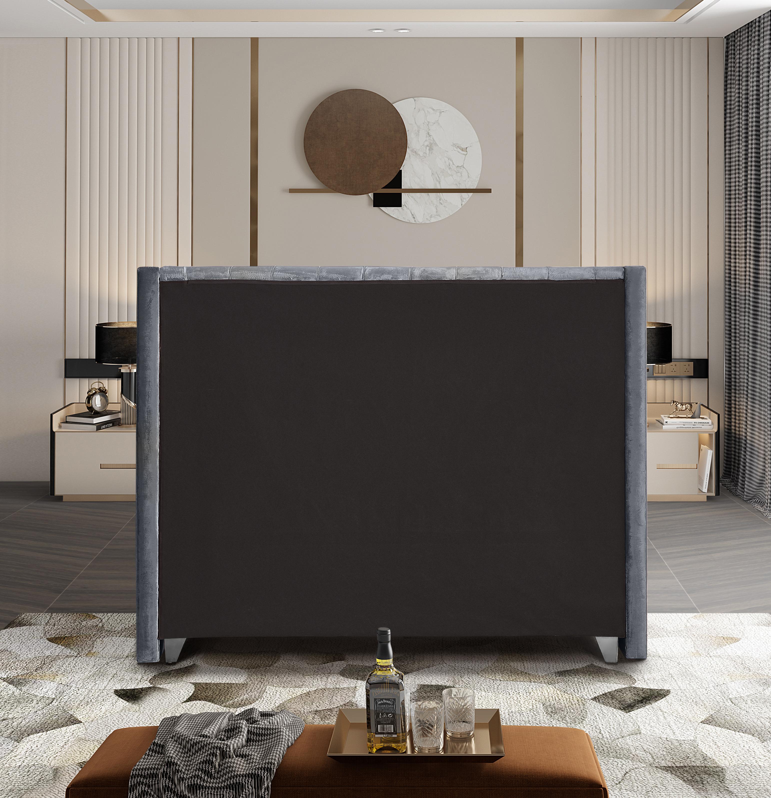 Aiden Grey Velvet Full Bed - Luxury Home Furniture (MI)