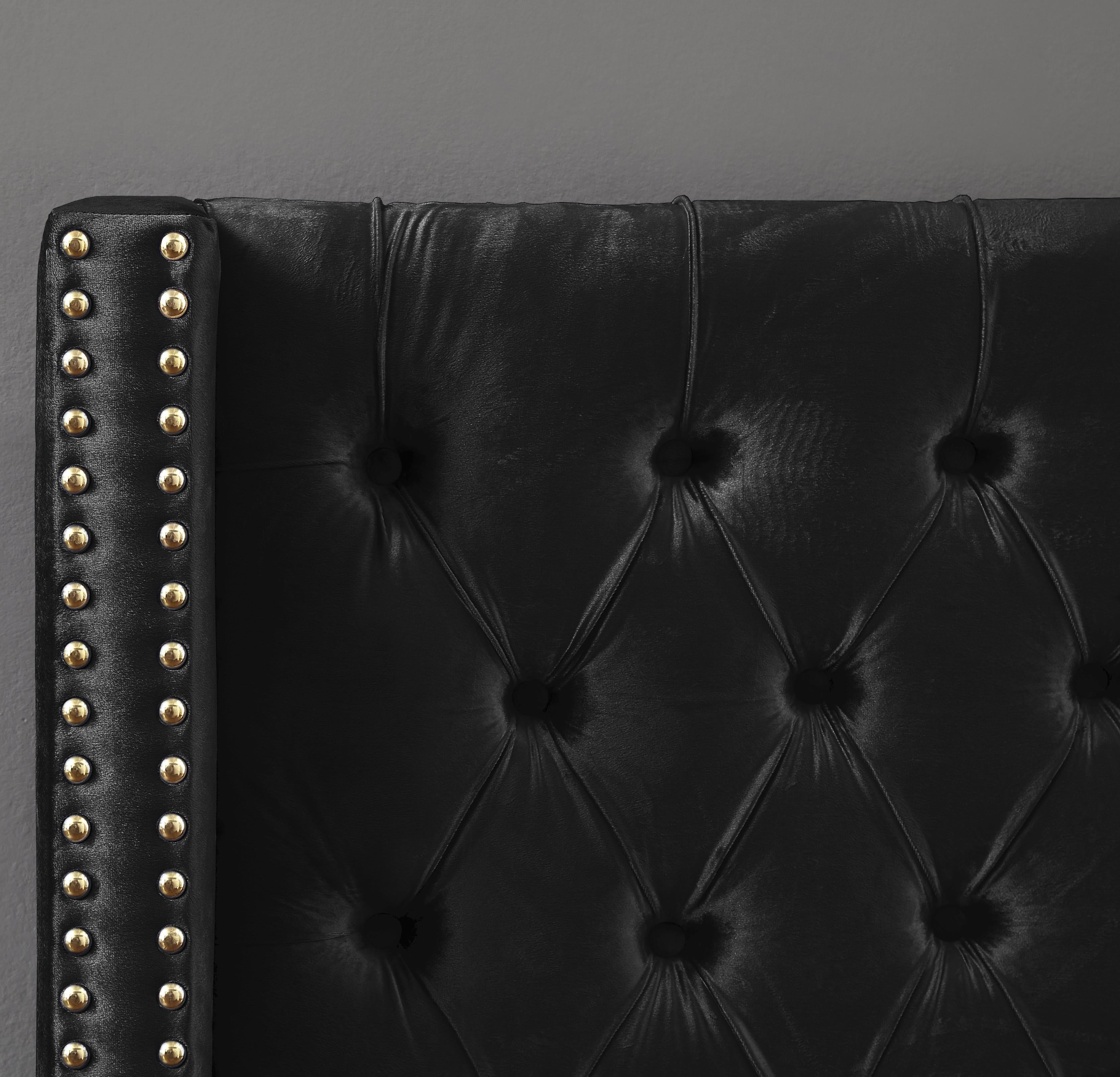 Barolo Black Velvet Twin Bed - Luxury Home Furniture (MI)