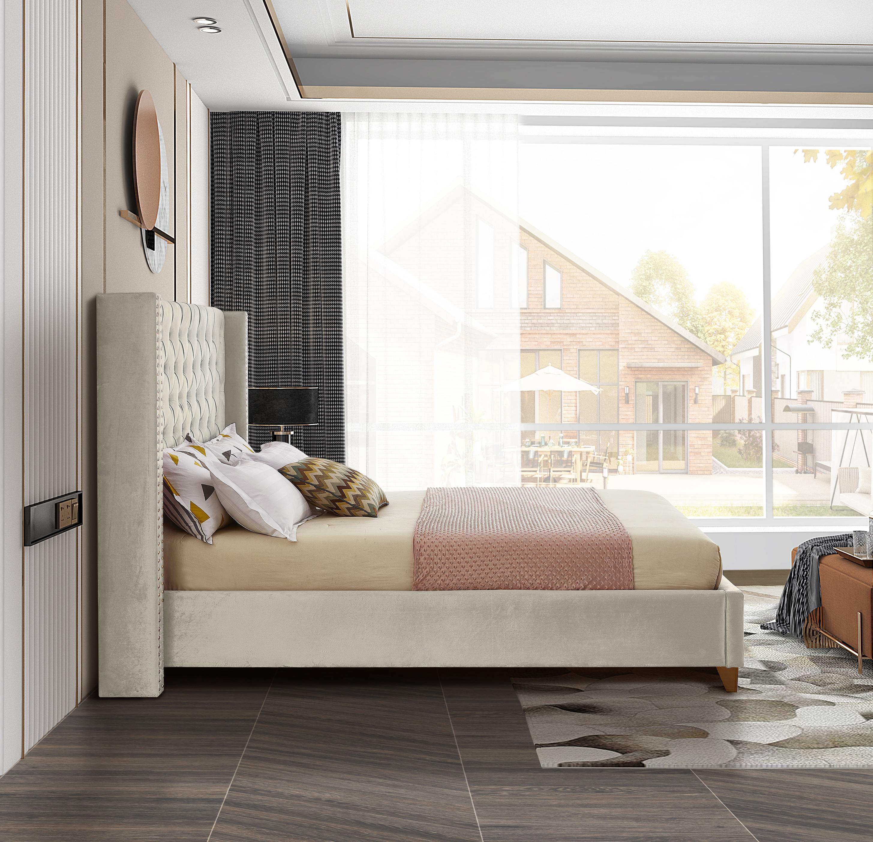 Barolo Cream Velvet King Bed - Luxury Home Furniture (MI)