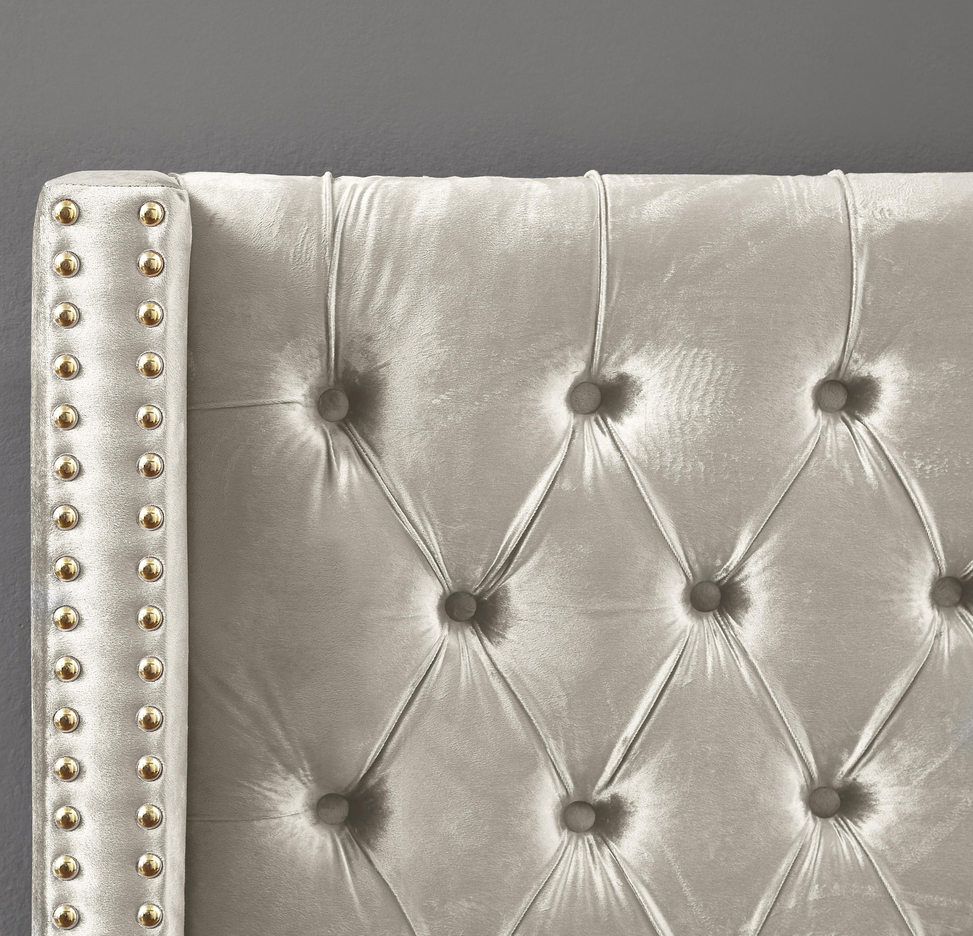 Barolo Cream Velvet Twin Bed - Luxury Home Furniture (MI)