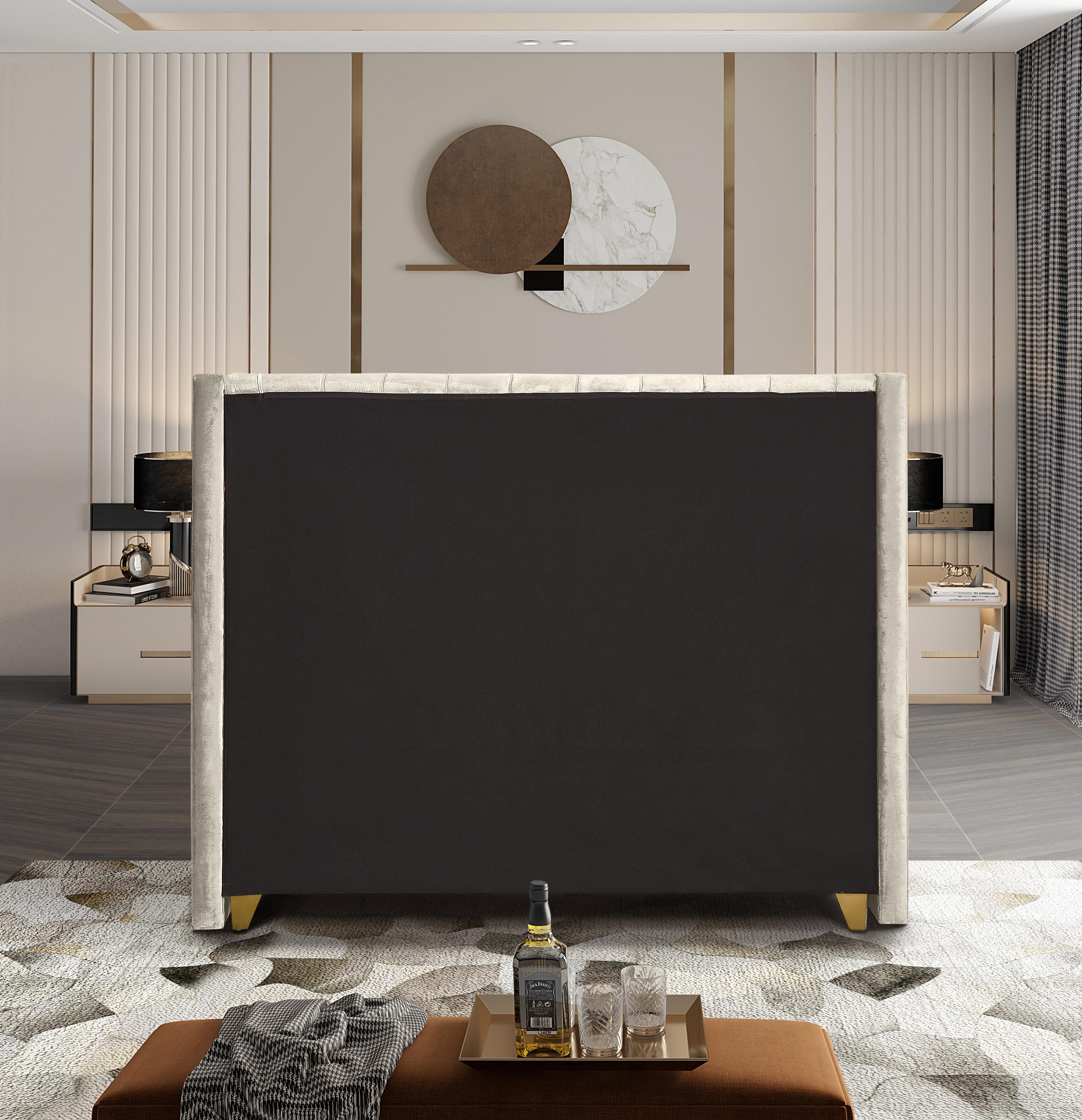 Barolo Cream Velvet King Bed - Luxury Home Furniture (MI)