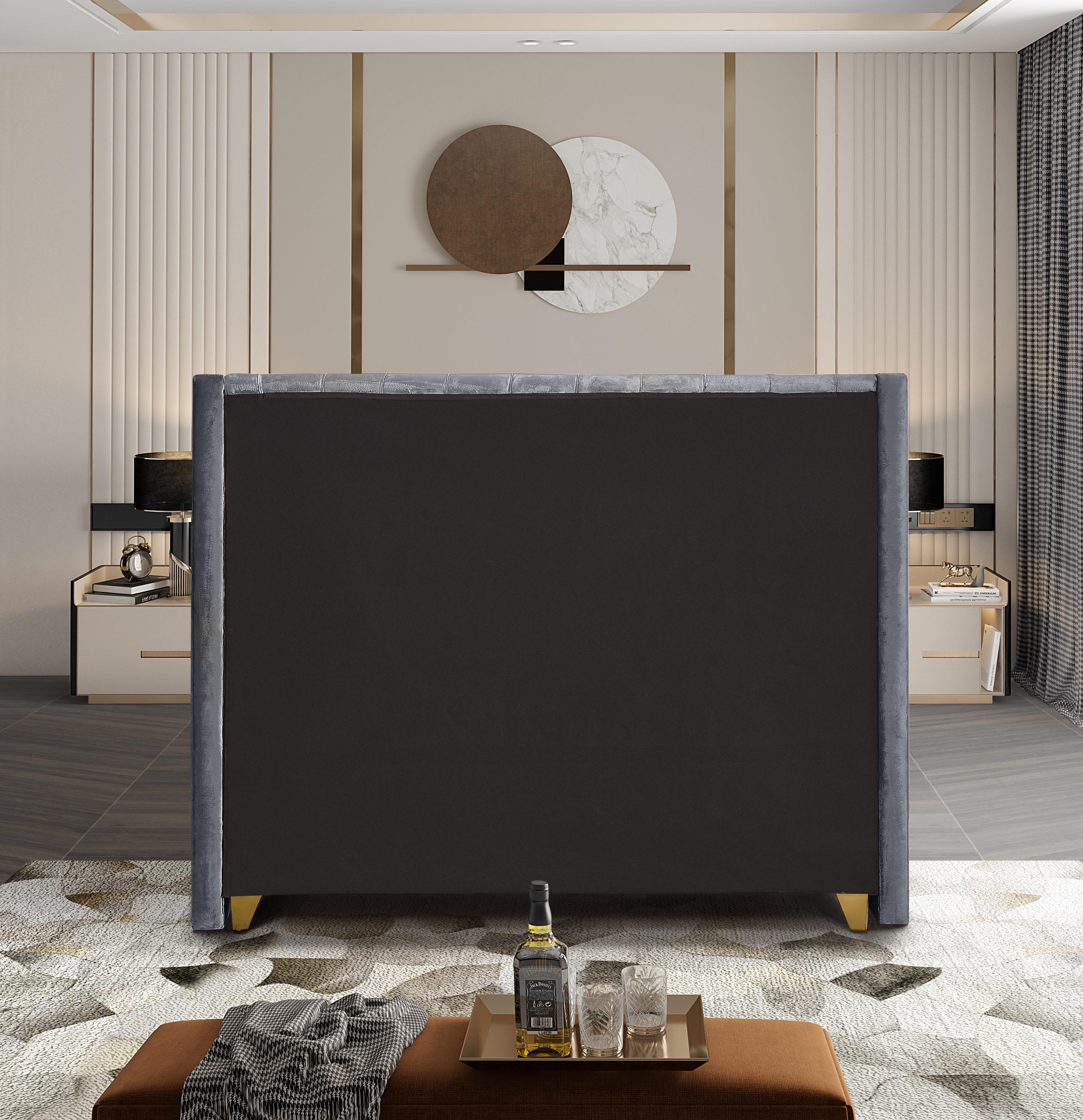 Barolo Grey Velvet Queen Bed - Luxury Home Furniture (MI)