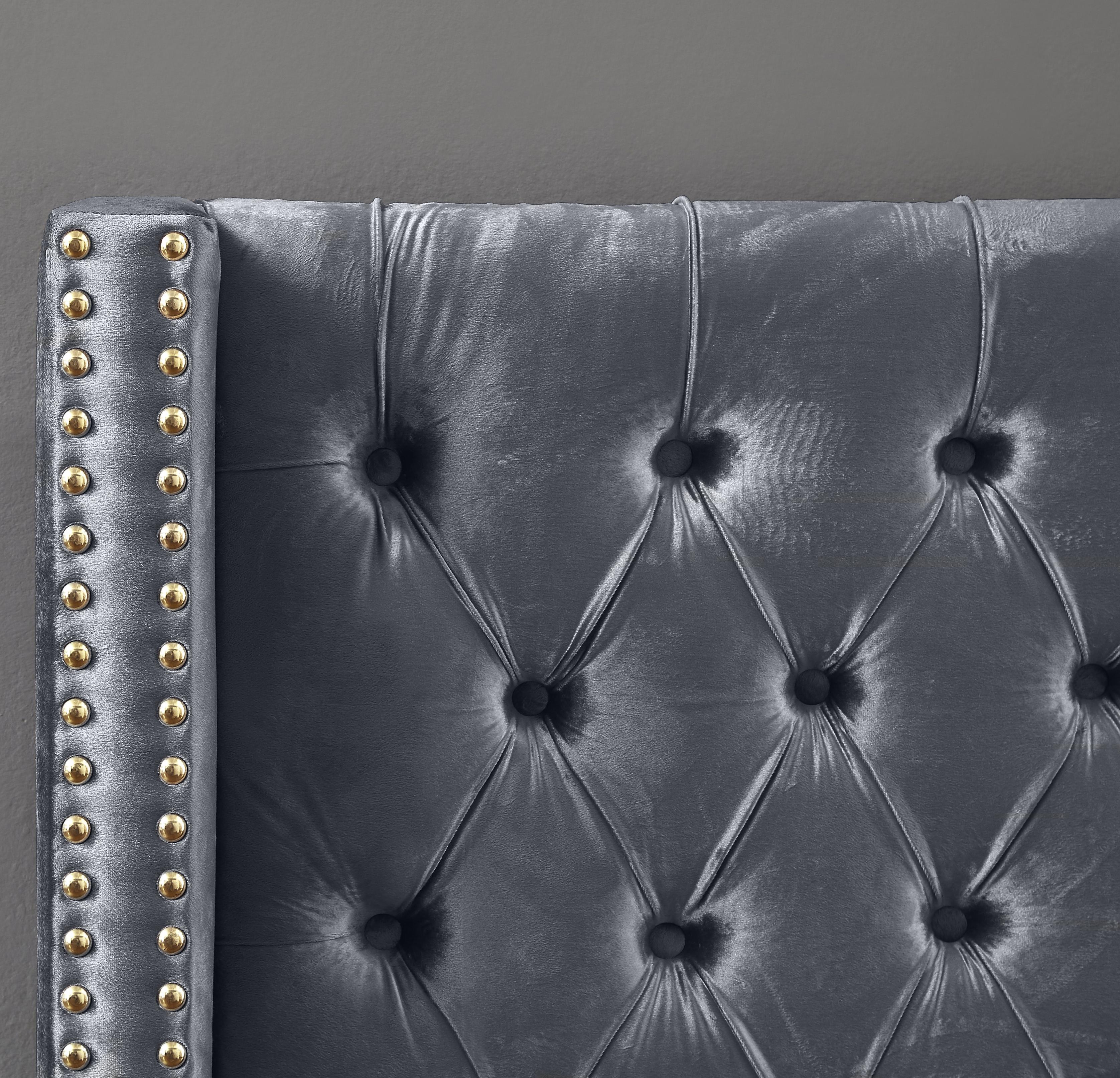 Barolo Grey Velvet Queen Bed - Luxury Home Furniture (MI)