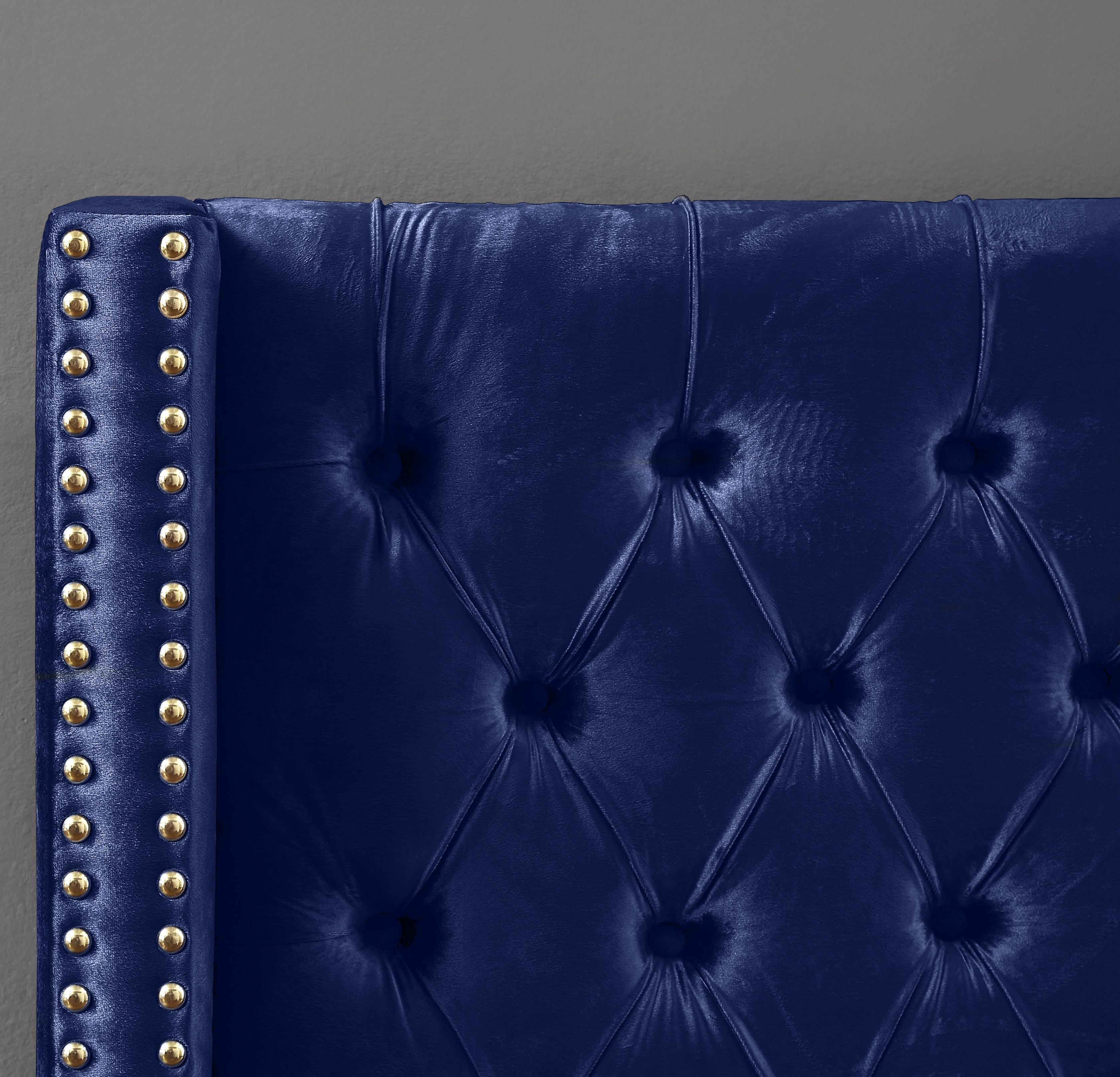 Barolo Navy Velvet Twin Bed - Luxury Home Furniture (MI)