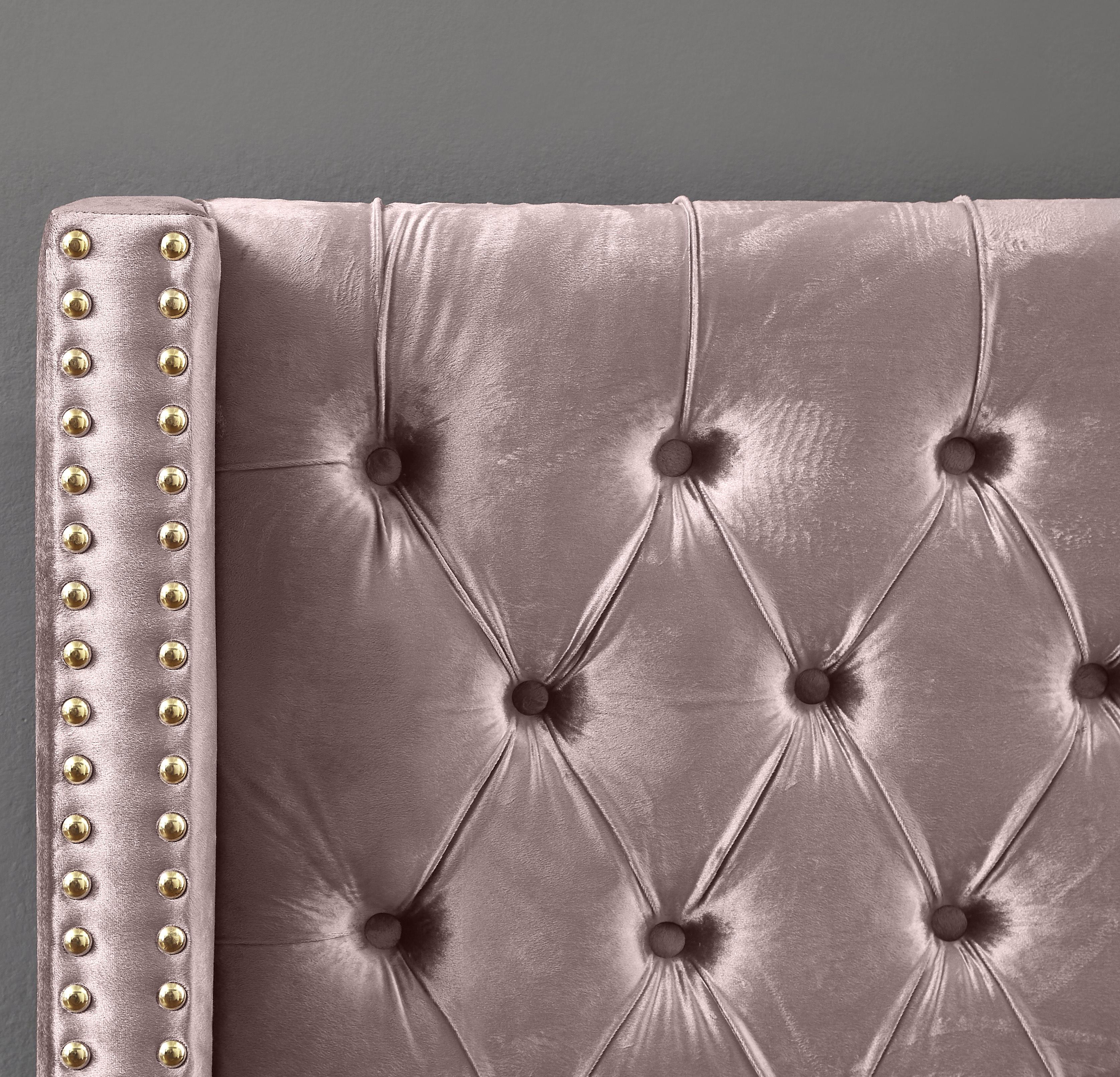 Barolo Pink Velvet Queen Bed - Luxury Home Furniture (MI)
