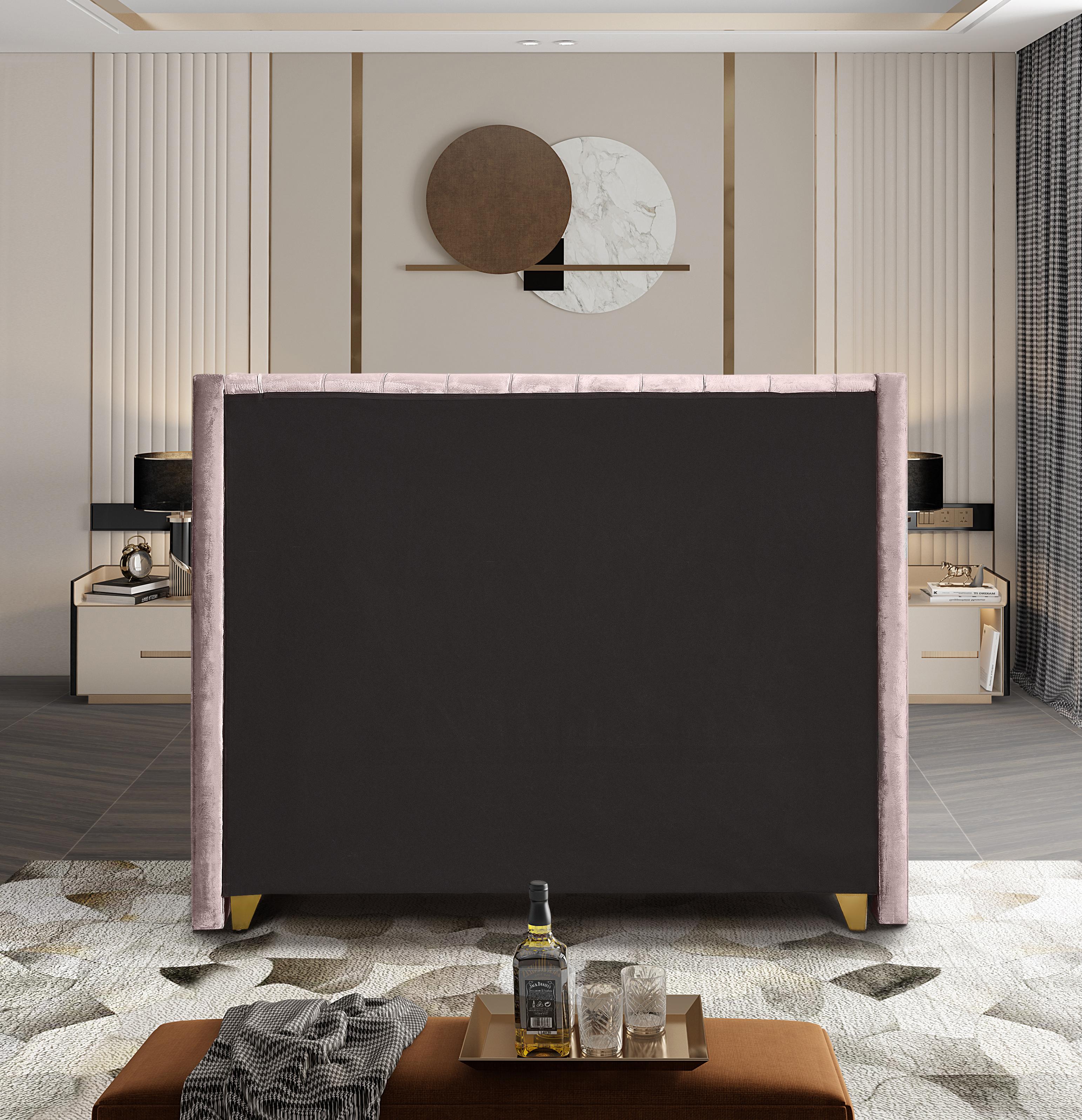 Barolo Pink Velvet Queen Bed - Luxury Home Furniture (MI)