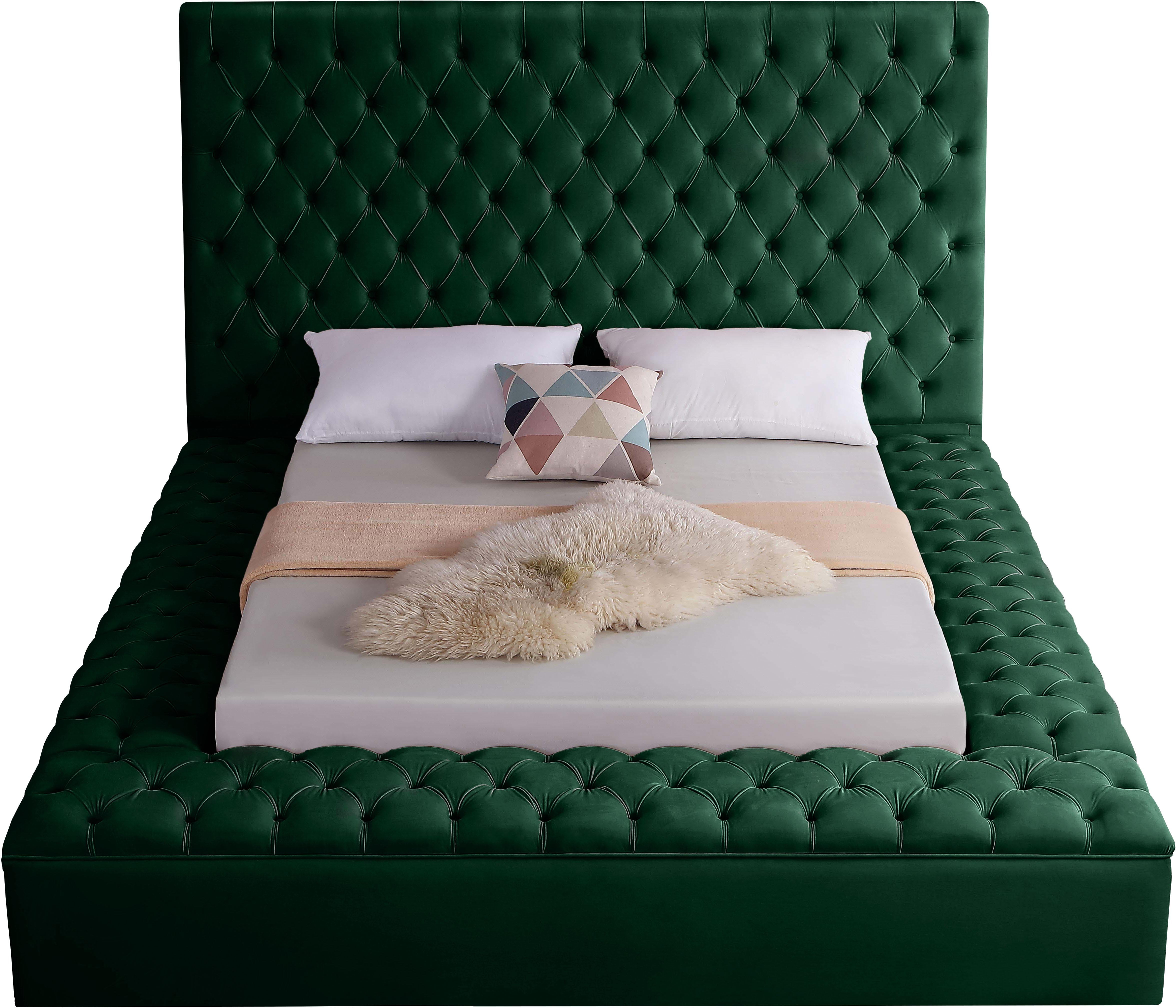 Bliss Green Velvet King Bed (3 Boxes) - Luxury Home Furniture (MI)