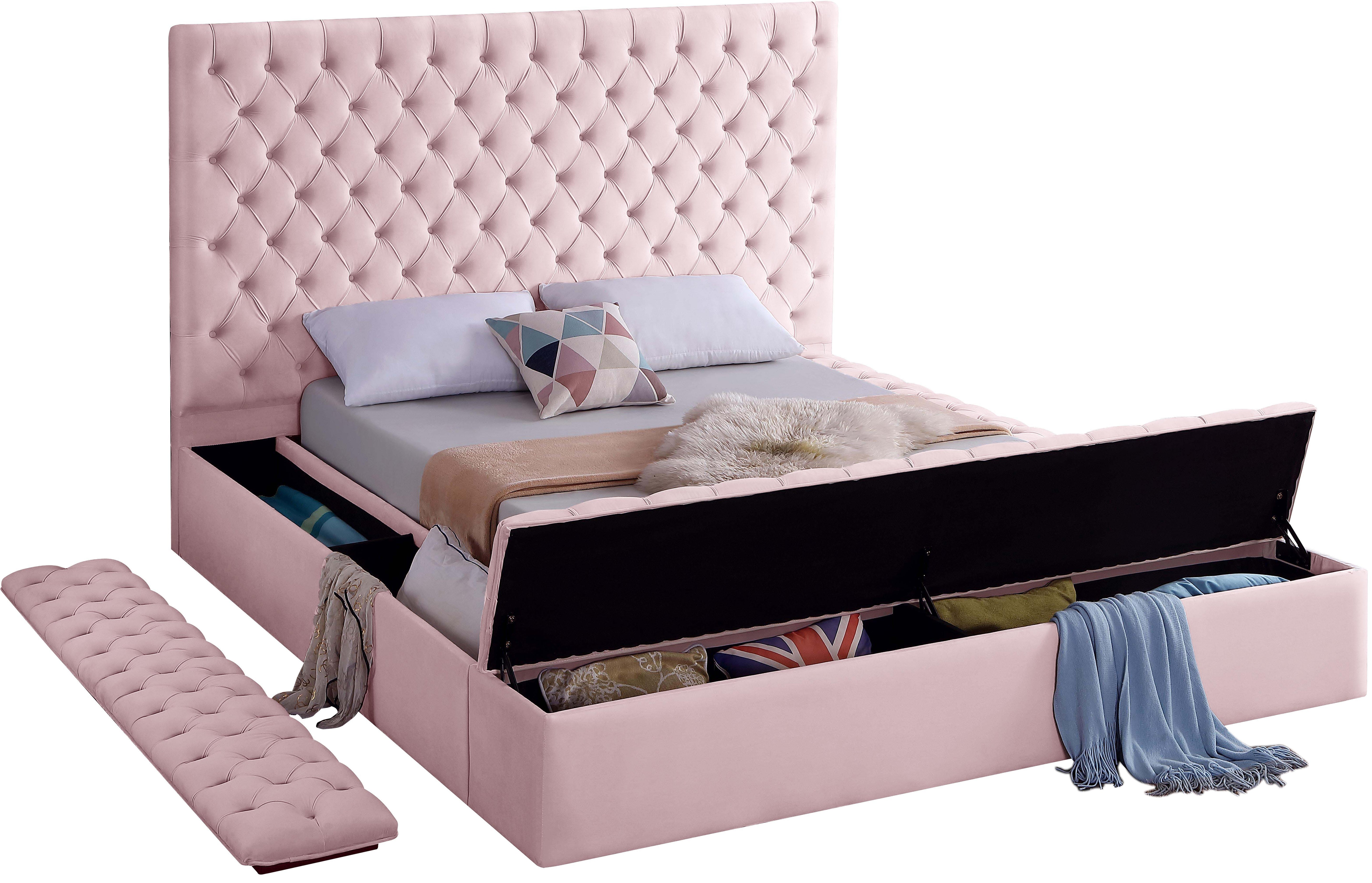 Bliss Pink Velvet Queen Bed (3 Boxes) - Luxury Home Furniture (MI)