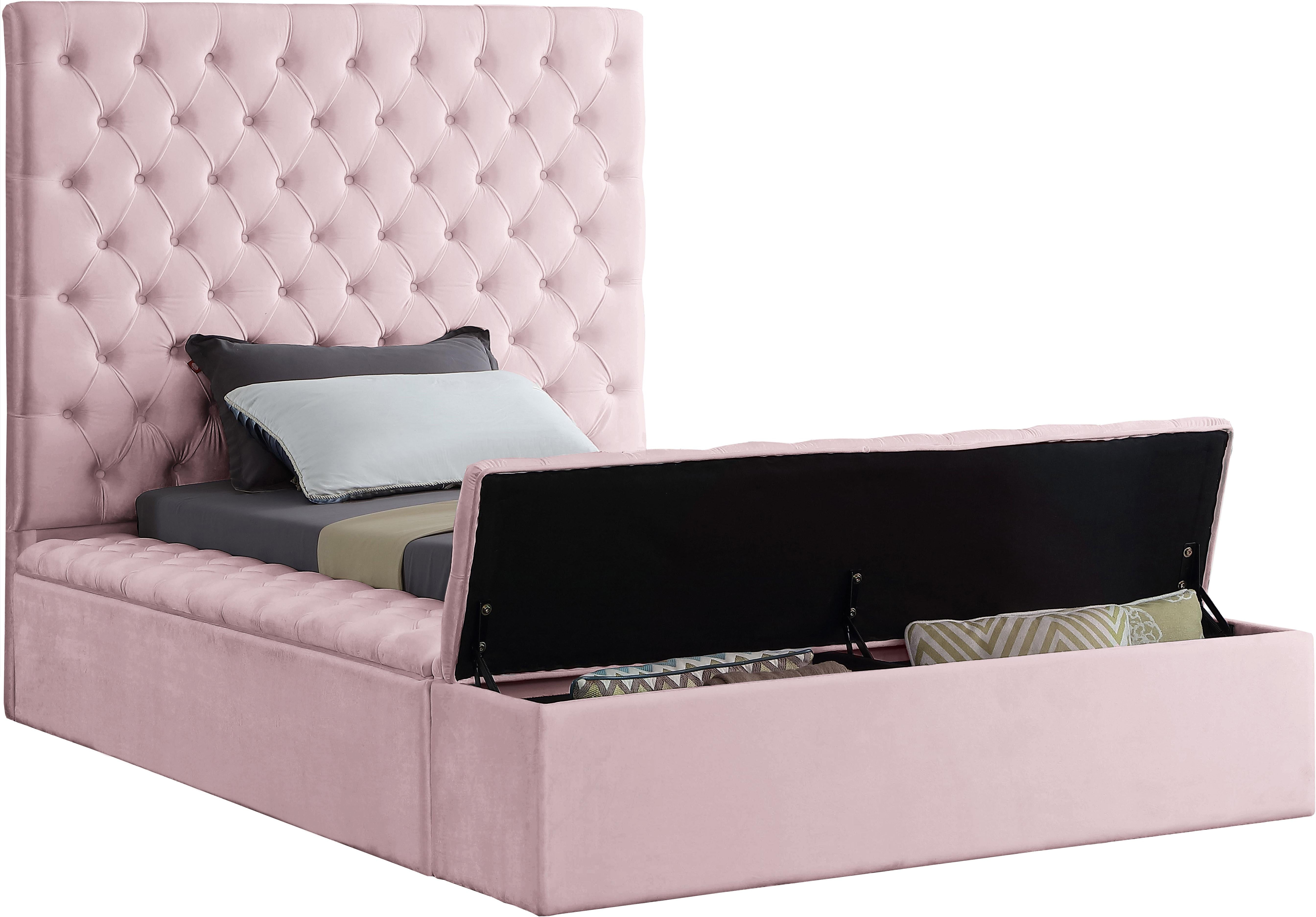 Bliss Pink Velvet Twin Bed (3 Boxes) - Luxury Home Furniture (MI)