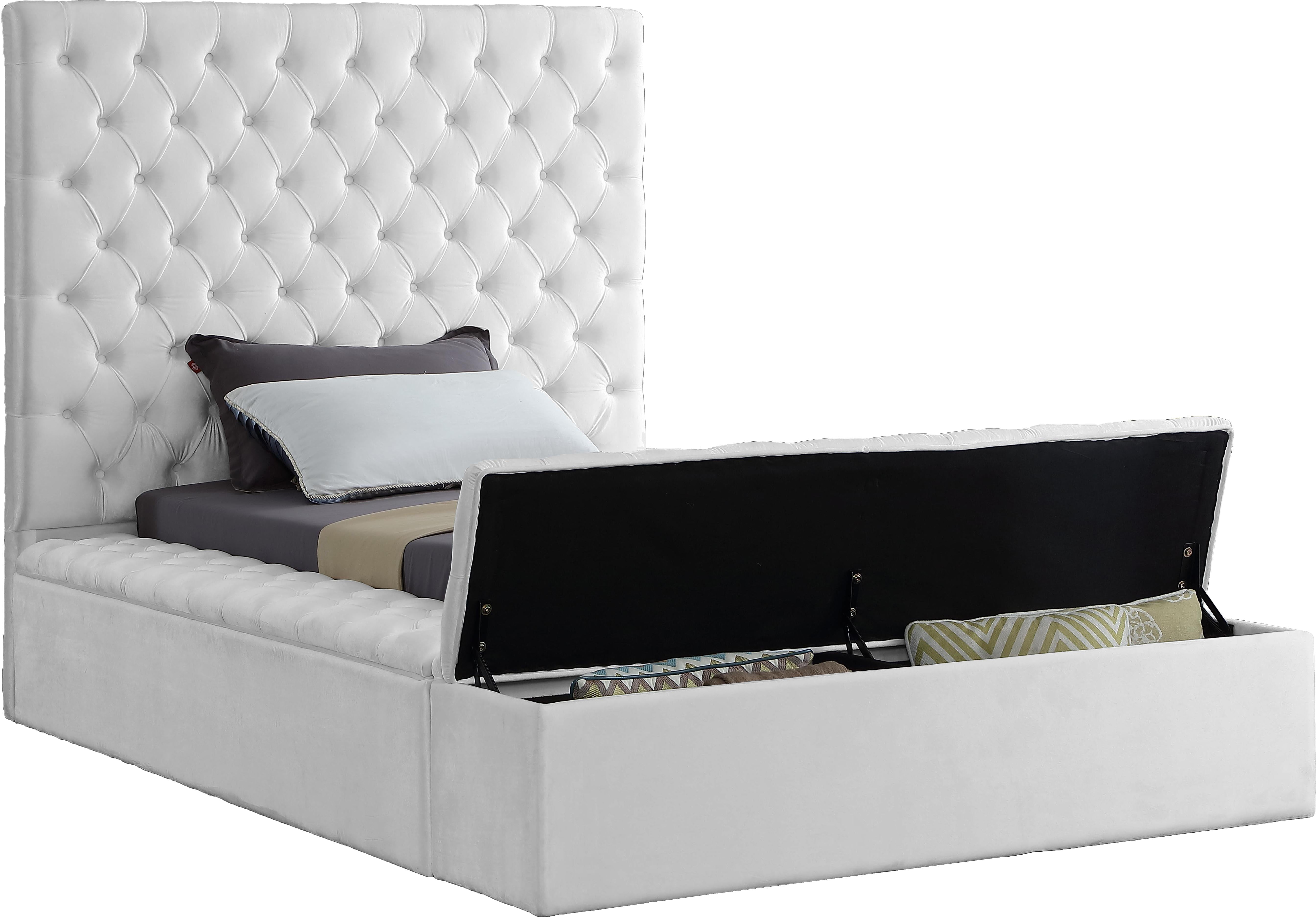 Bliss White Velvet Twin Bed (3 Boxes) - Luxury Home Furniture (MI)