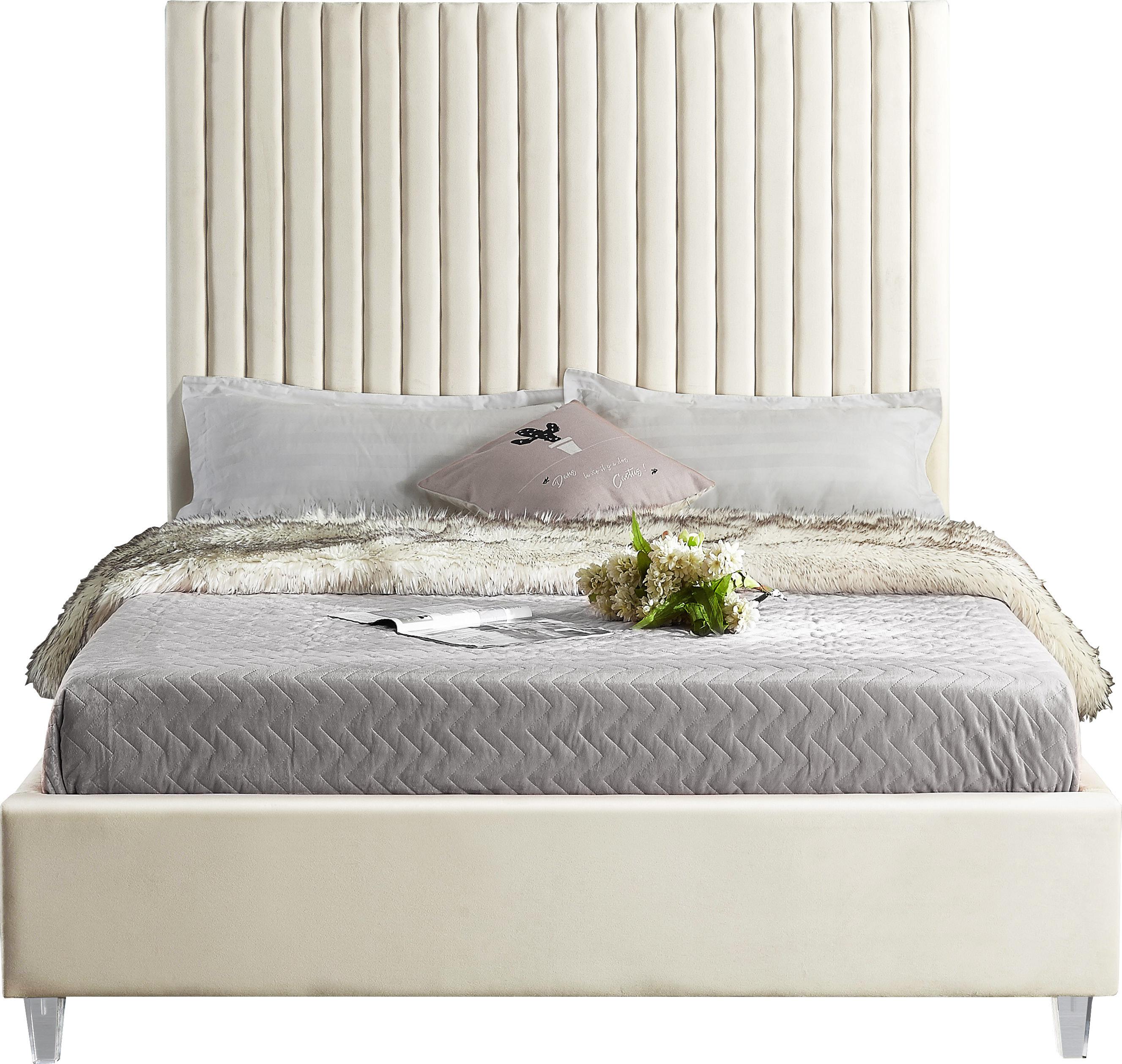 Candace Cream Velvet Full Bed - Luxury Home Furniture (MI)