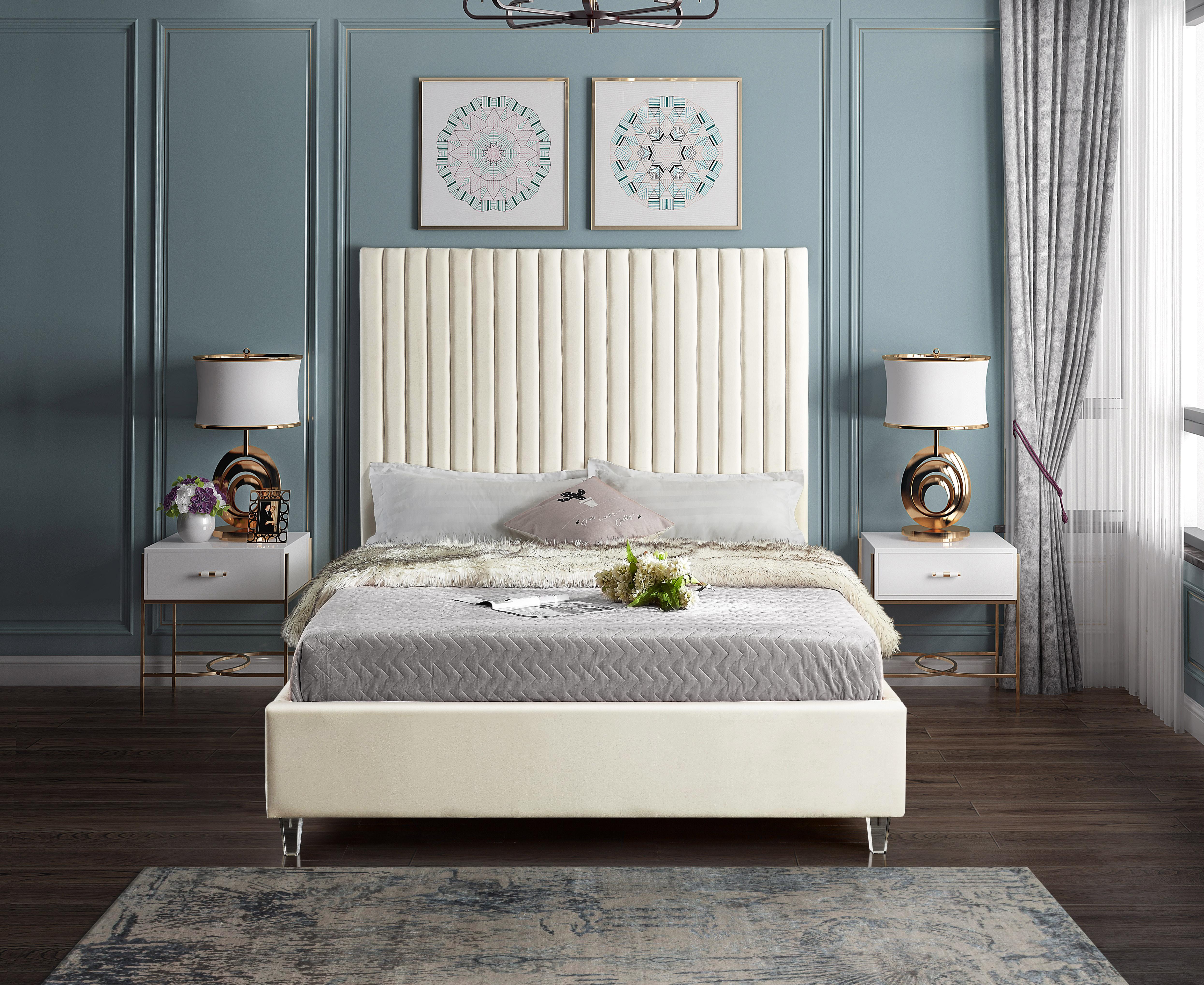 Candace Cream Velvet King Bed - Luxury Home Furniture (MI)
