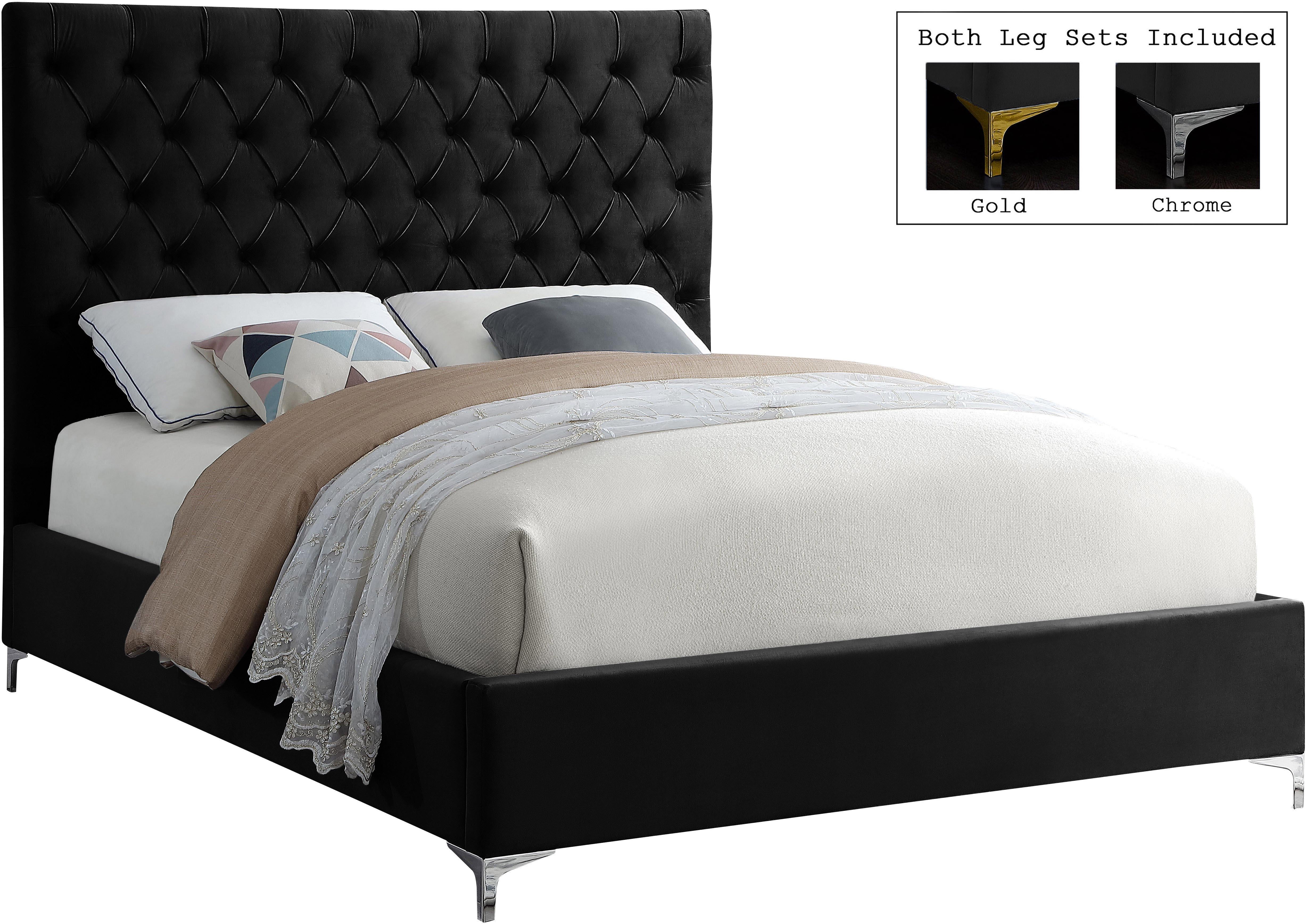 Cruz Black Velvet Full Bed - Luxury Home Furniture (MI)