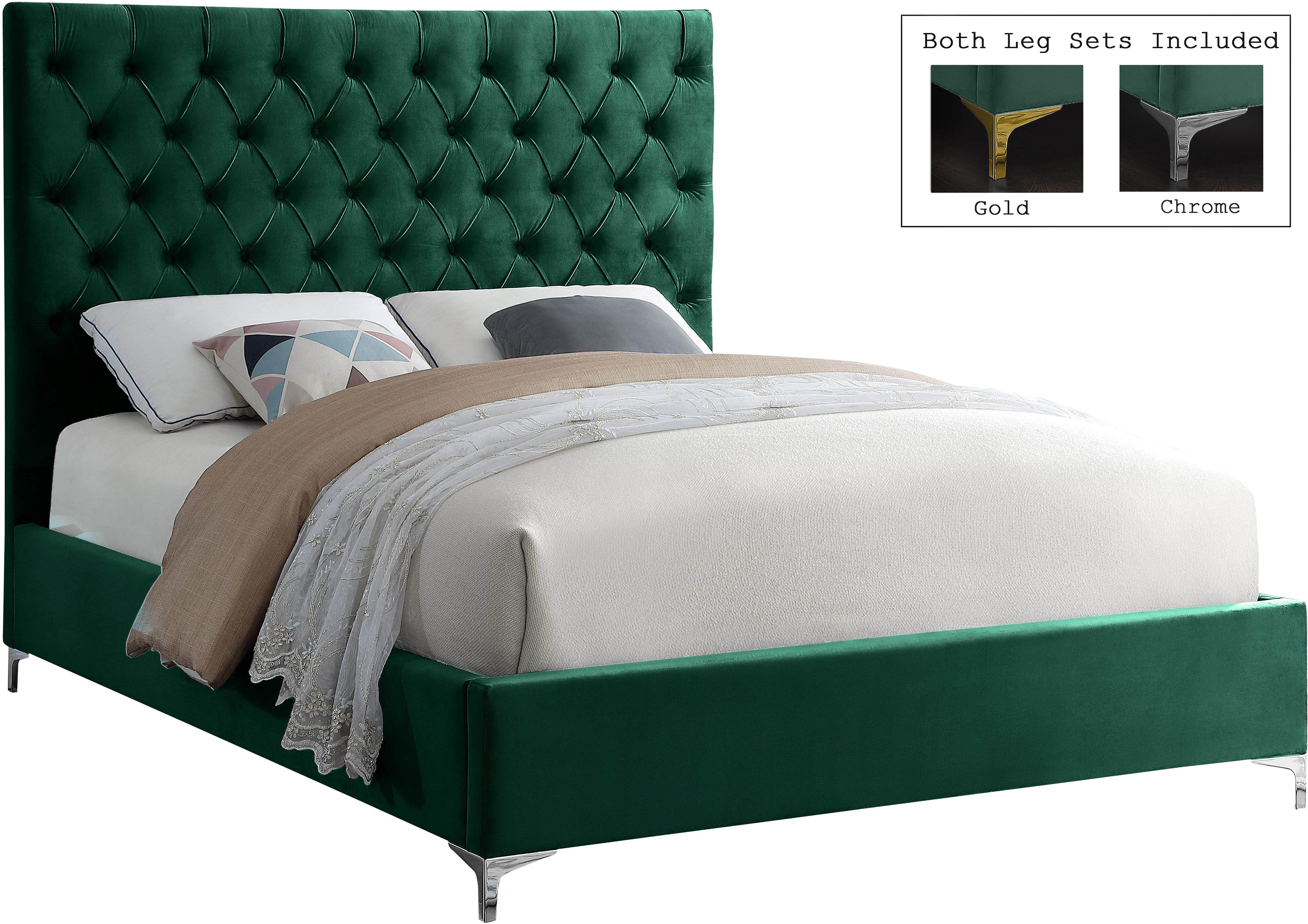 Cruz Green Velvet Full Bed - Luxury Home Furniture (MI)