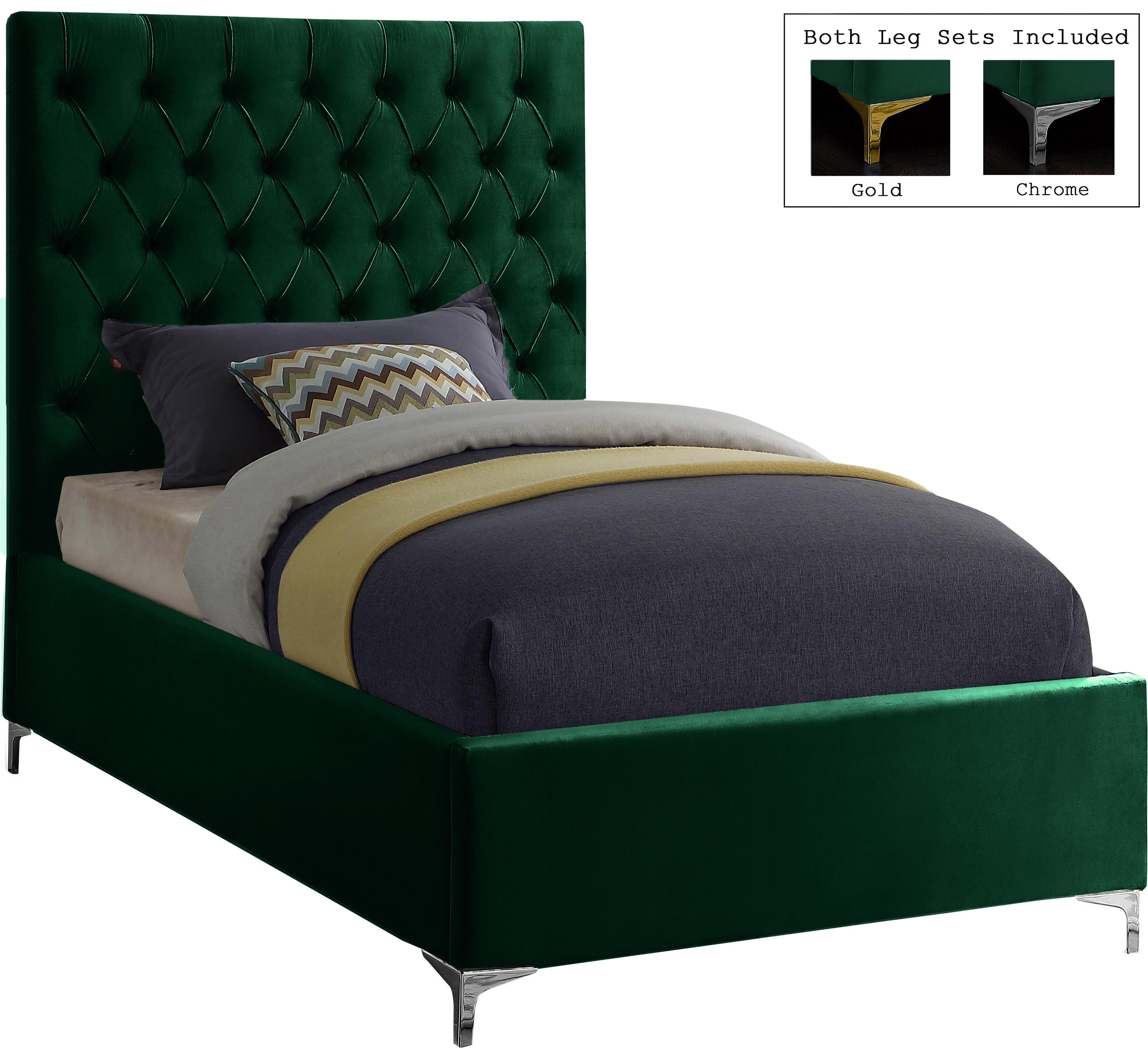 Cruz Green Velvet Twin Bed - Luxury Home Furniture (MI)