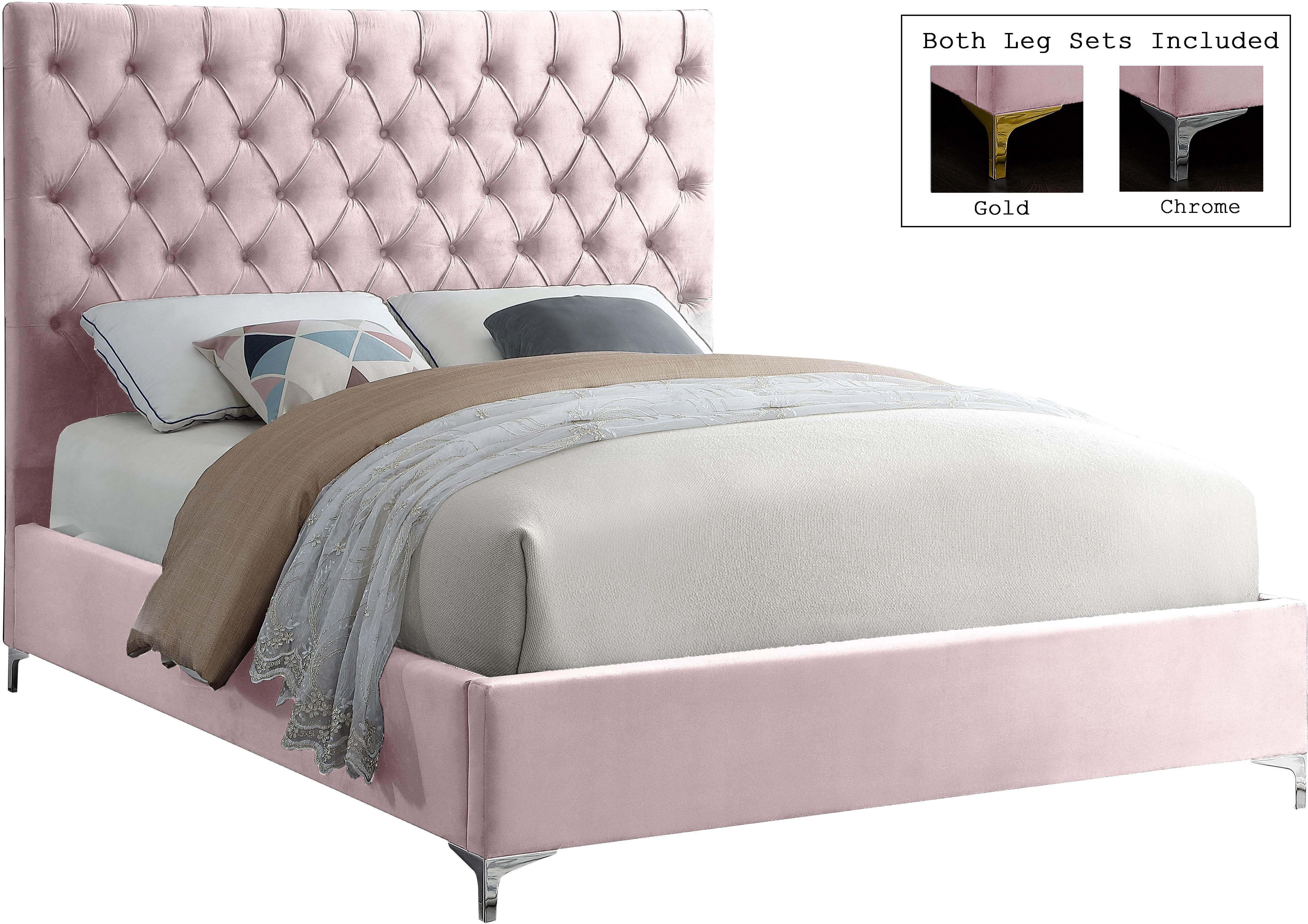 Cruz Pink Velvet Full Bed - Luxury Home Furniture (MI)