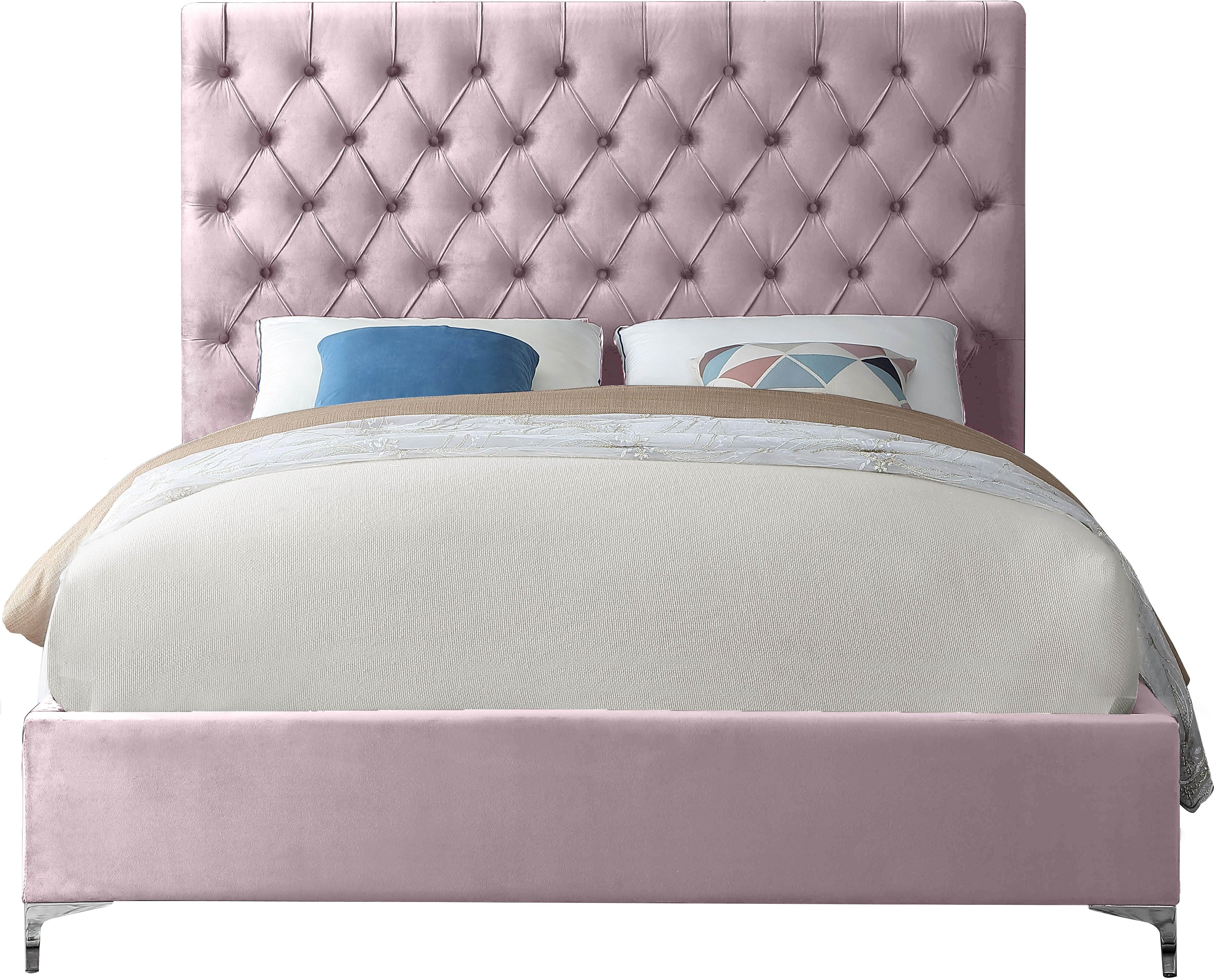 Cruz Pink Velvet Queen Bed - Luxury Home Furniture (MI)