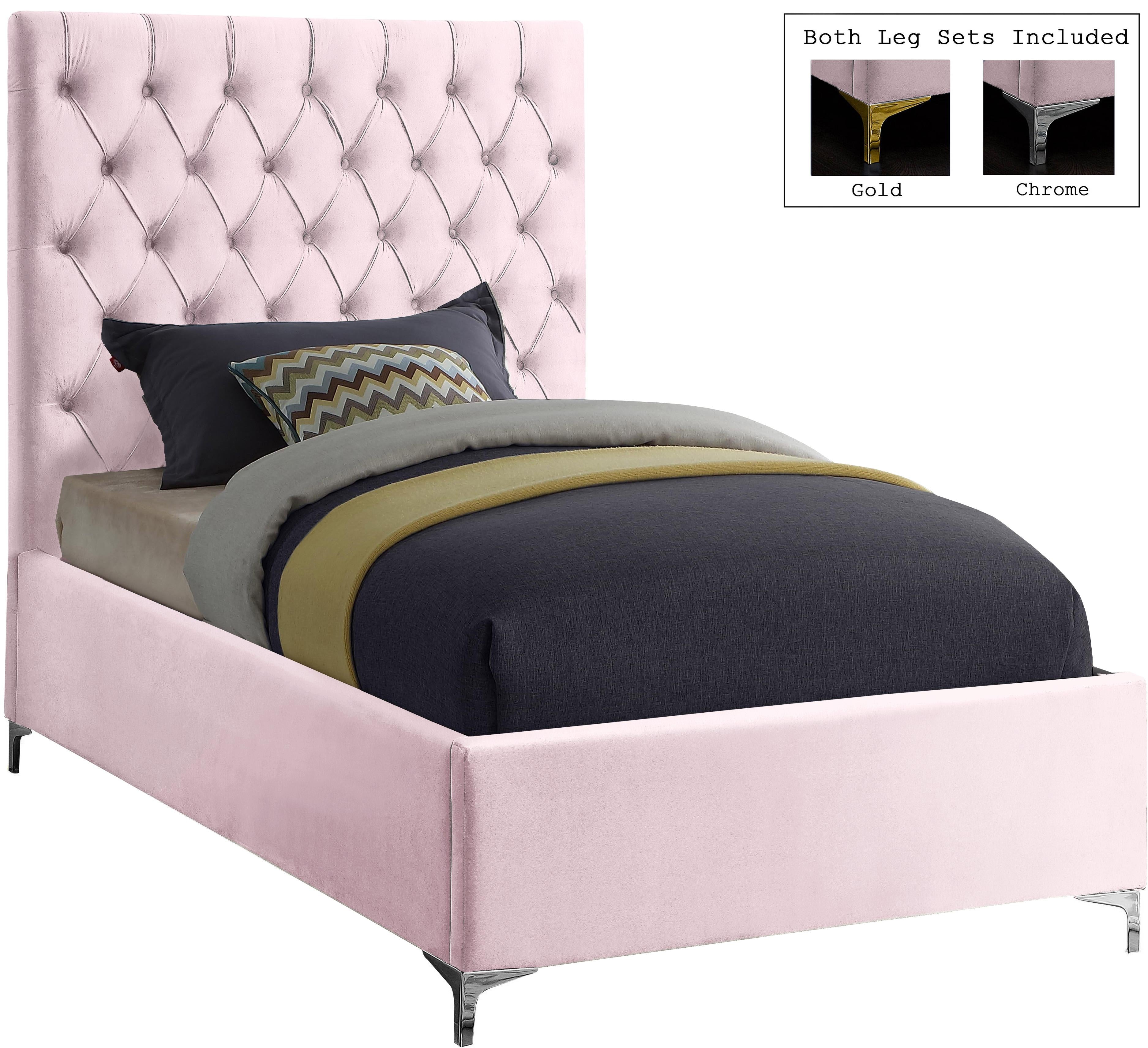 Cruz Pink Velvet Twin Bed - Luxury Home Furniture (MI)