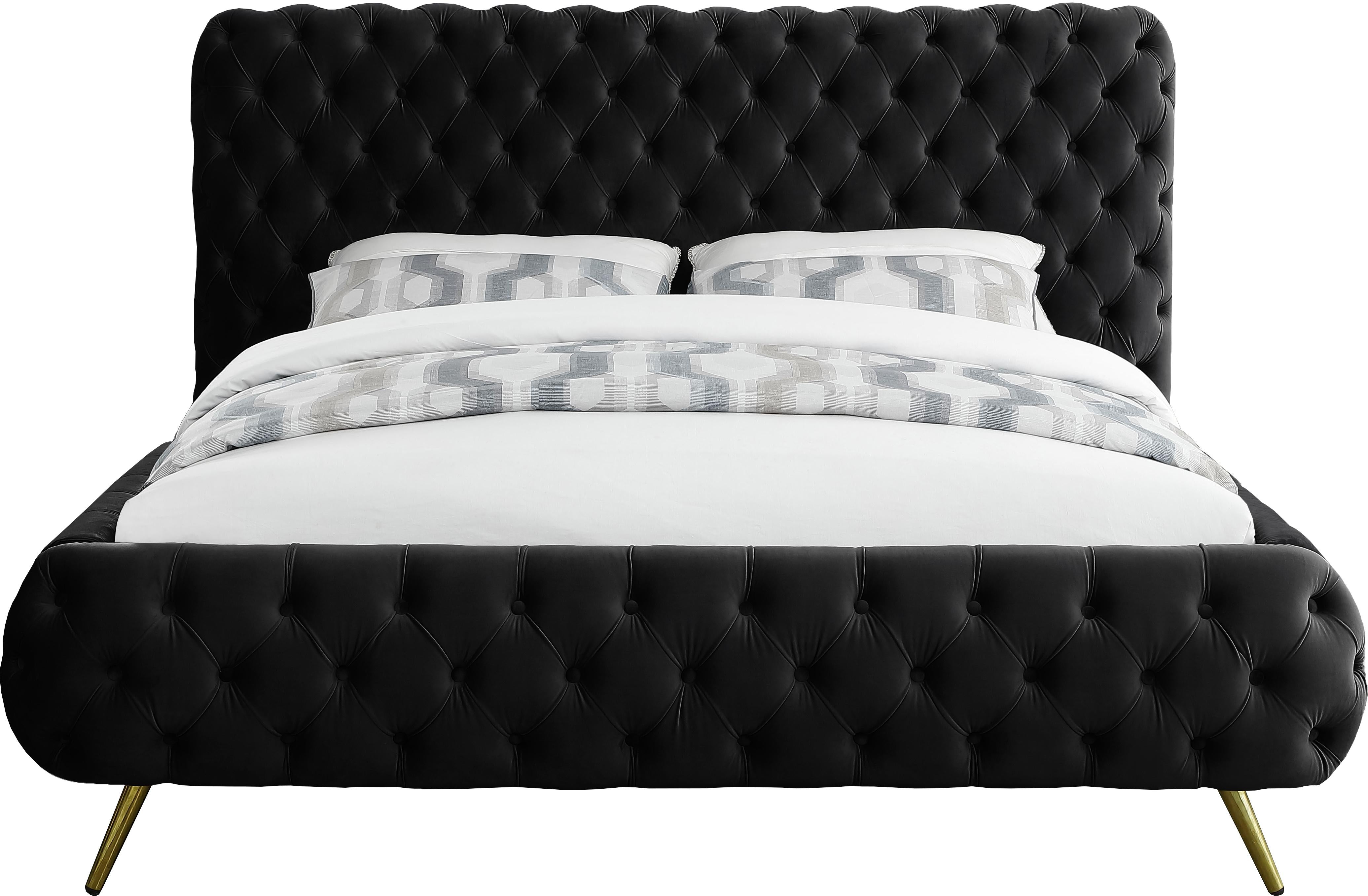 Delano Black Velvet Queen Bed