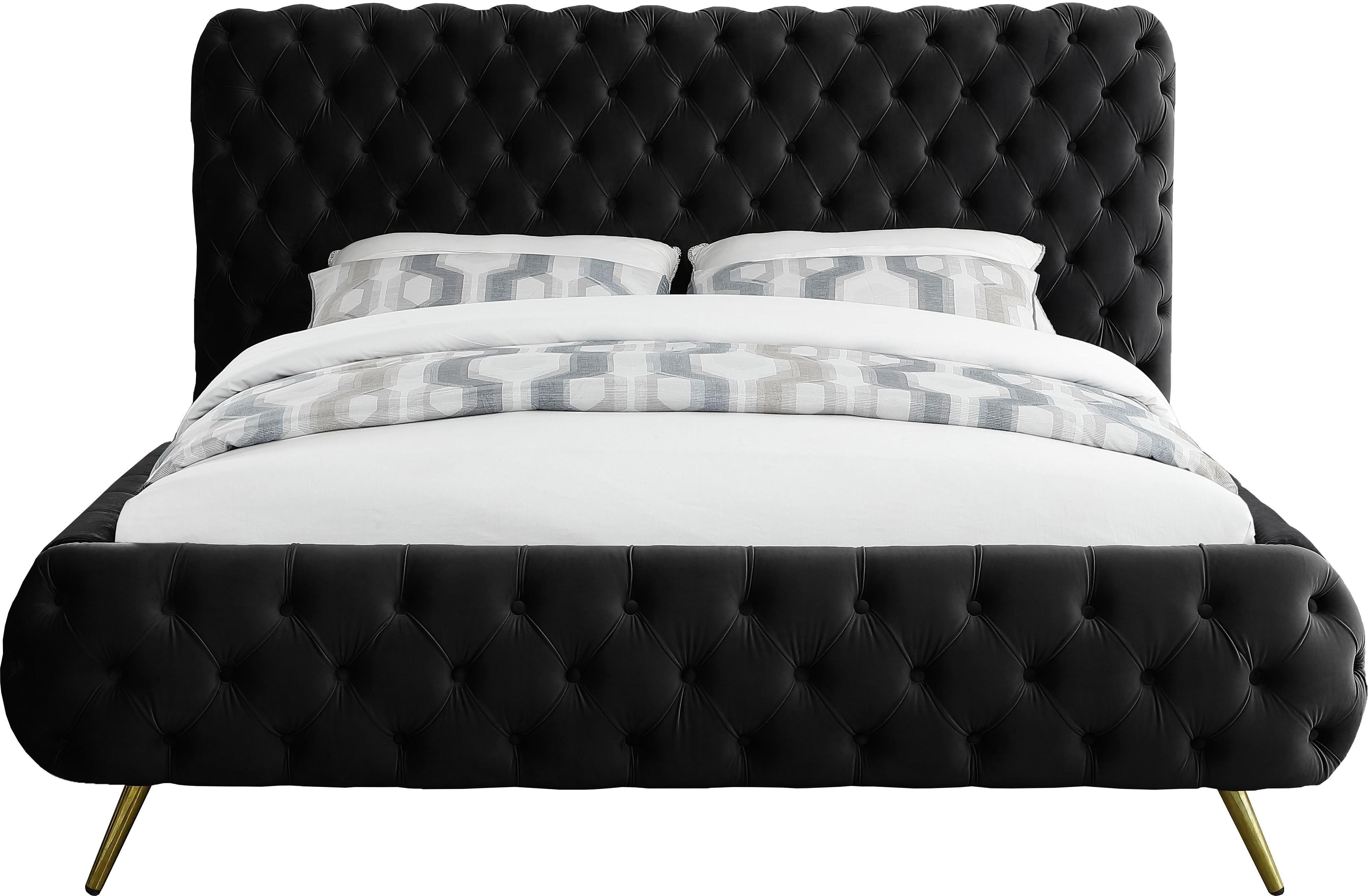 Delano Black Velvet Queen Bed - Luxury Home Furniture (MI)