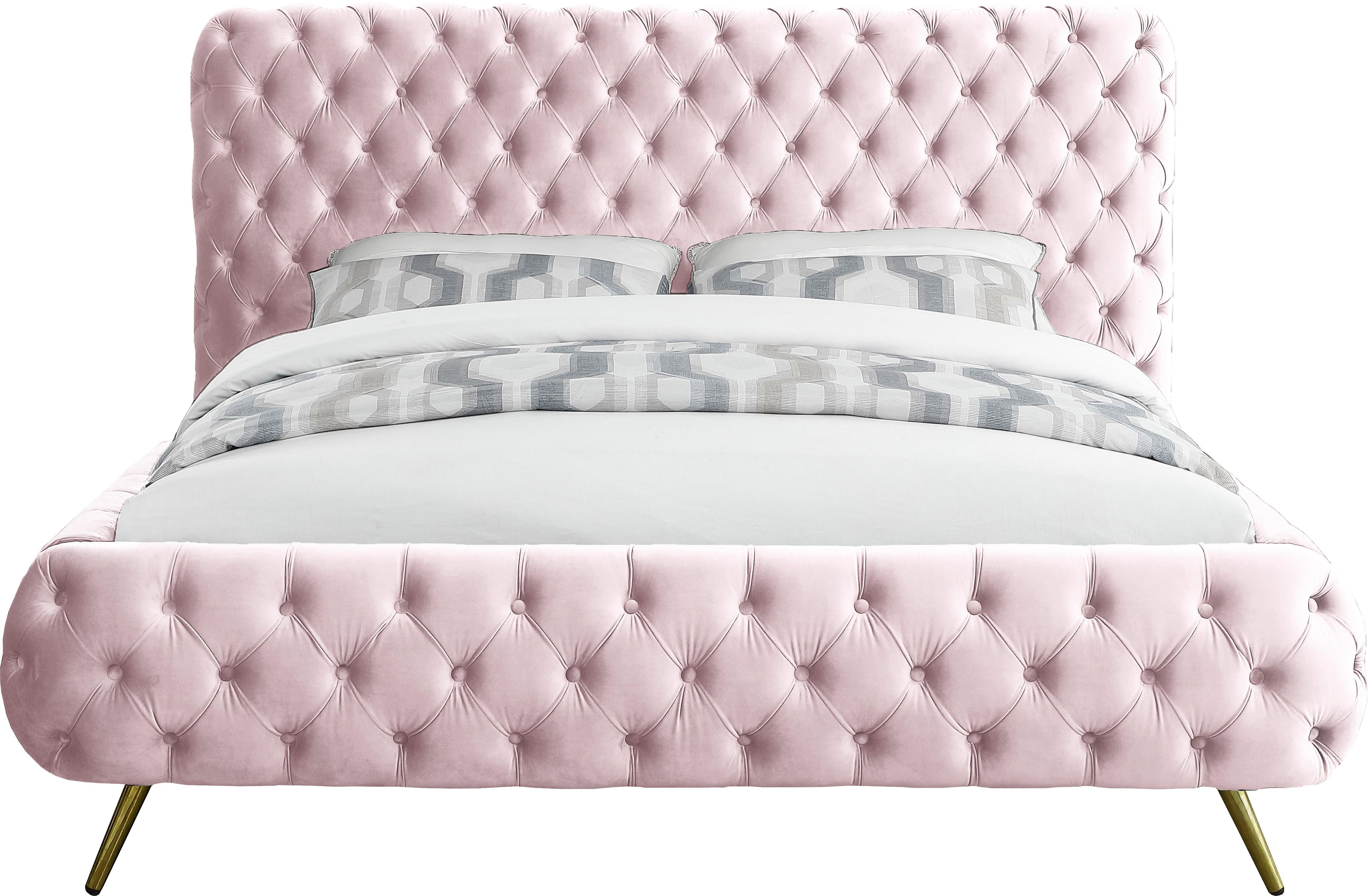 Delano Pink Velvet Queen Bed - Luxury Home Furniture (MI)