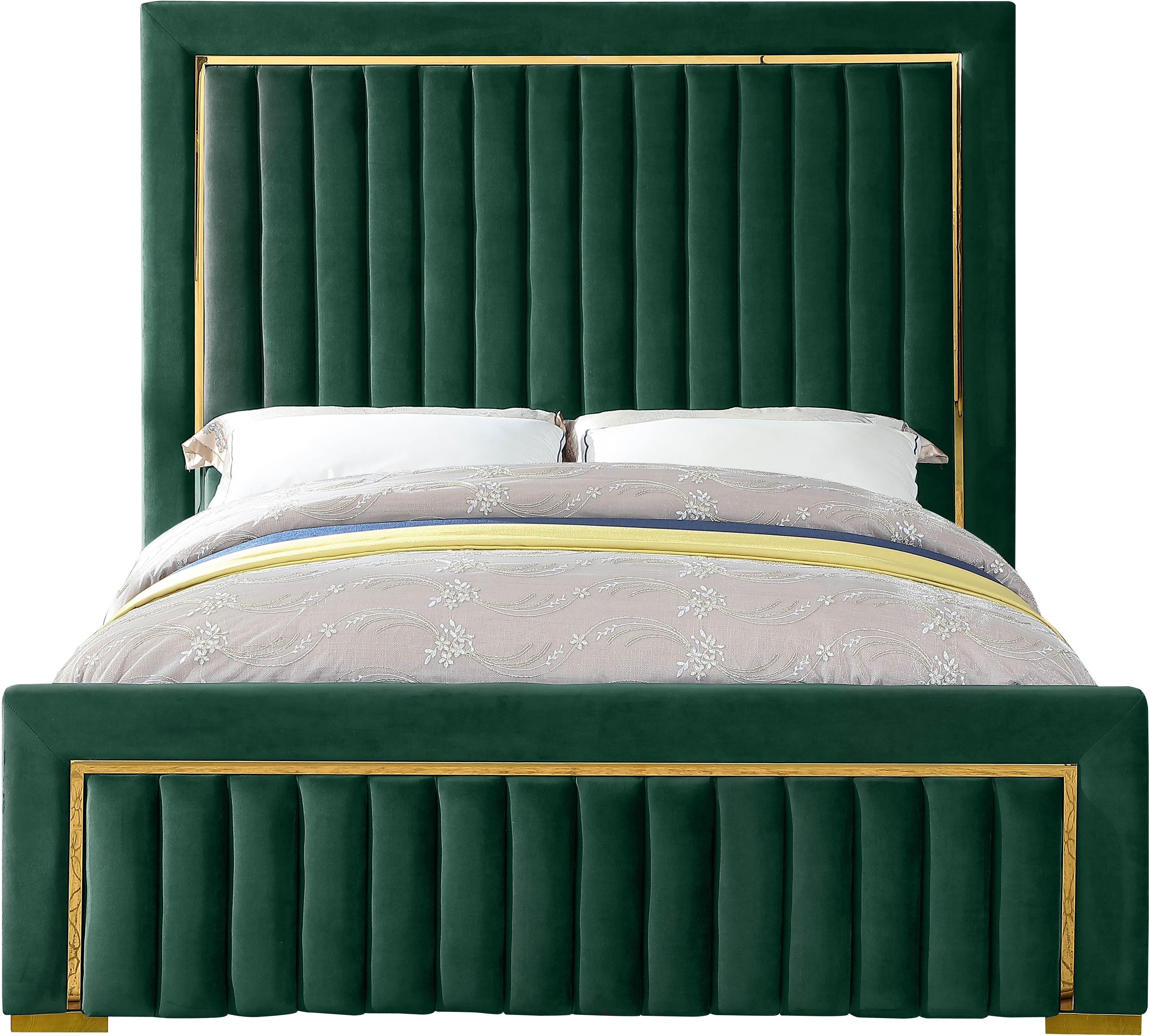 Dolce Green Velvet Queen Bed (3 Boxes) - Luxury Home Furniture (MI)