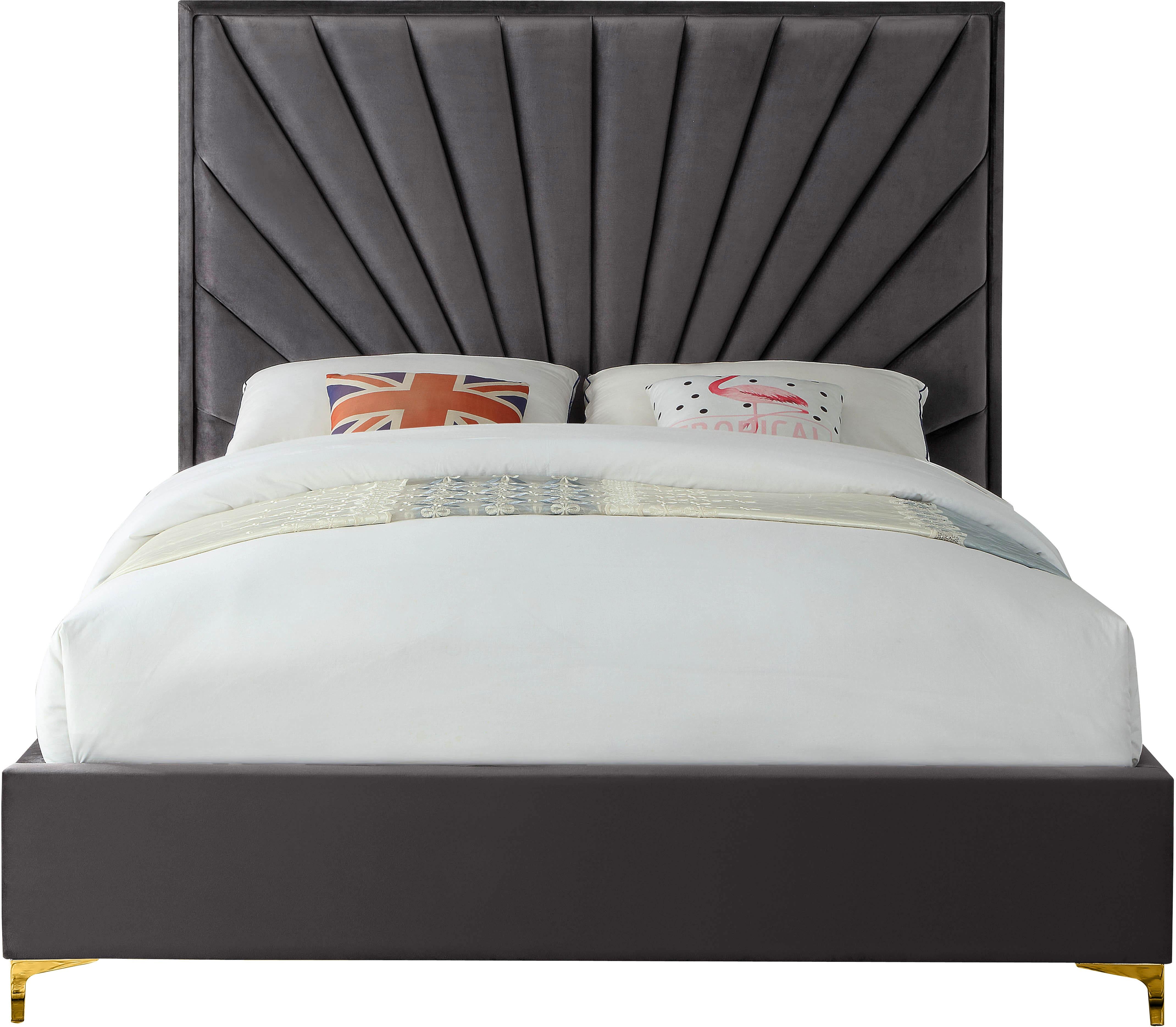 Eclipse Grey Velvet Full Bed - Luxury Home Furniture (MI)