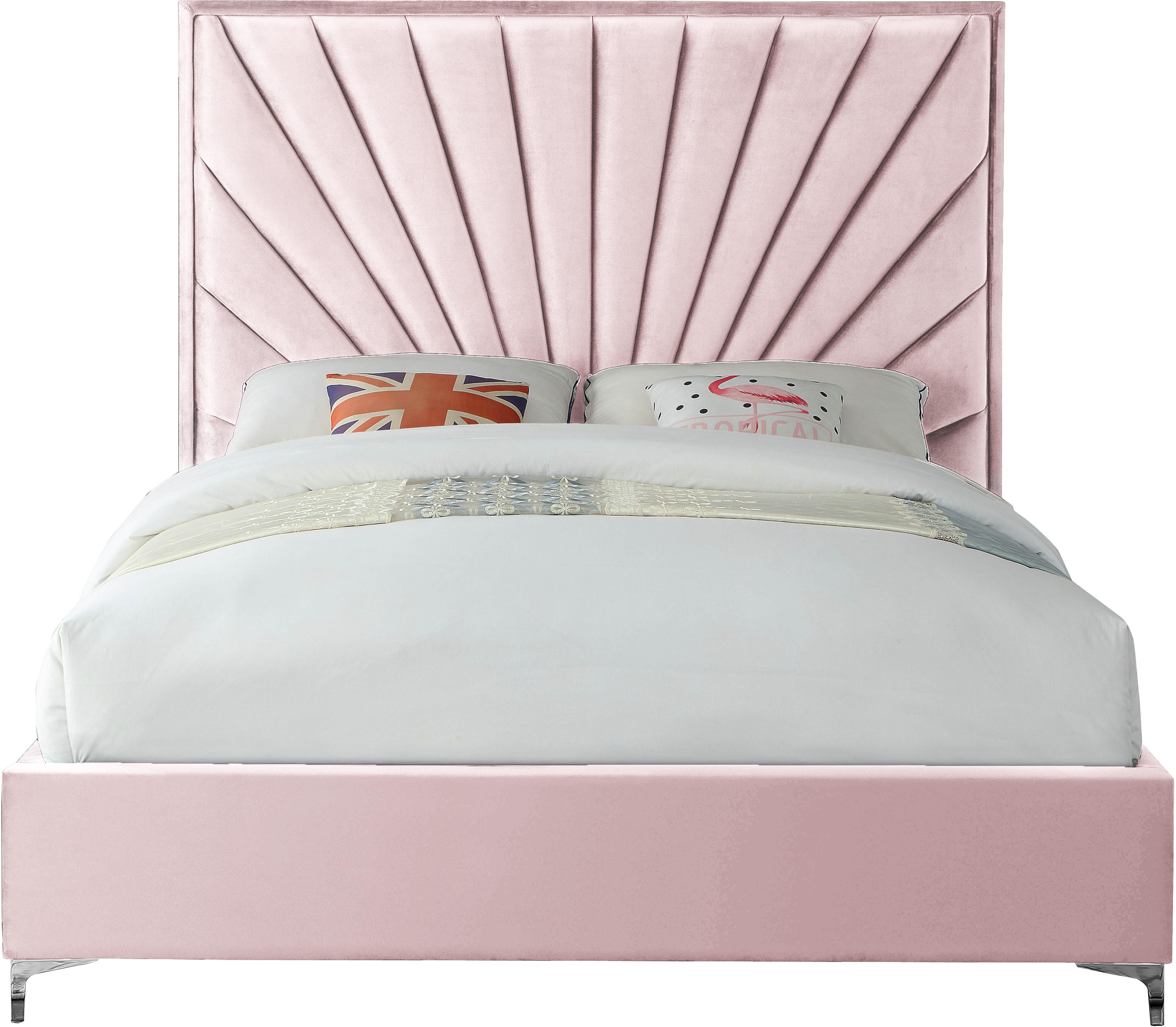 Eclipse Pink Velvet King Bed - Luxury Home Furniture (MI)