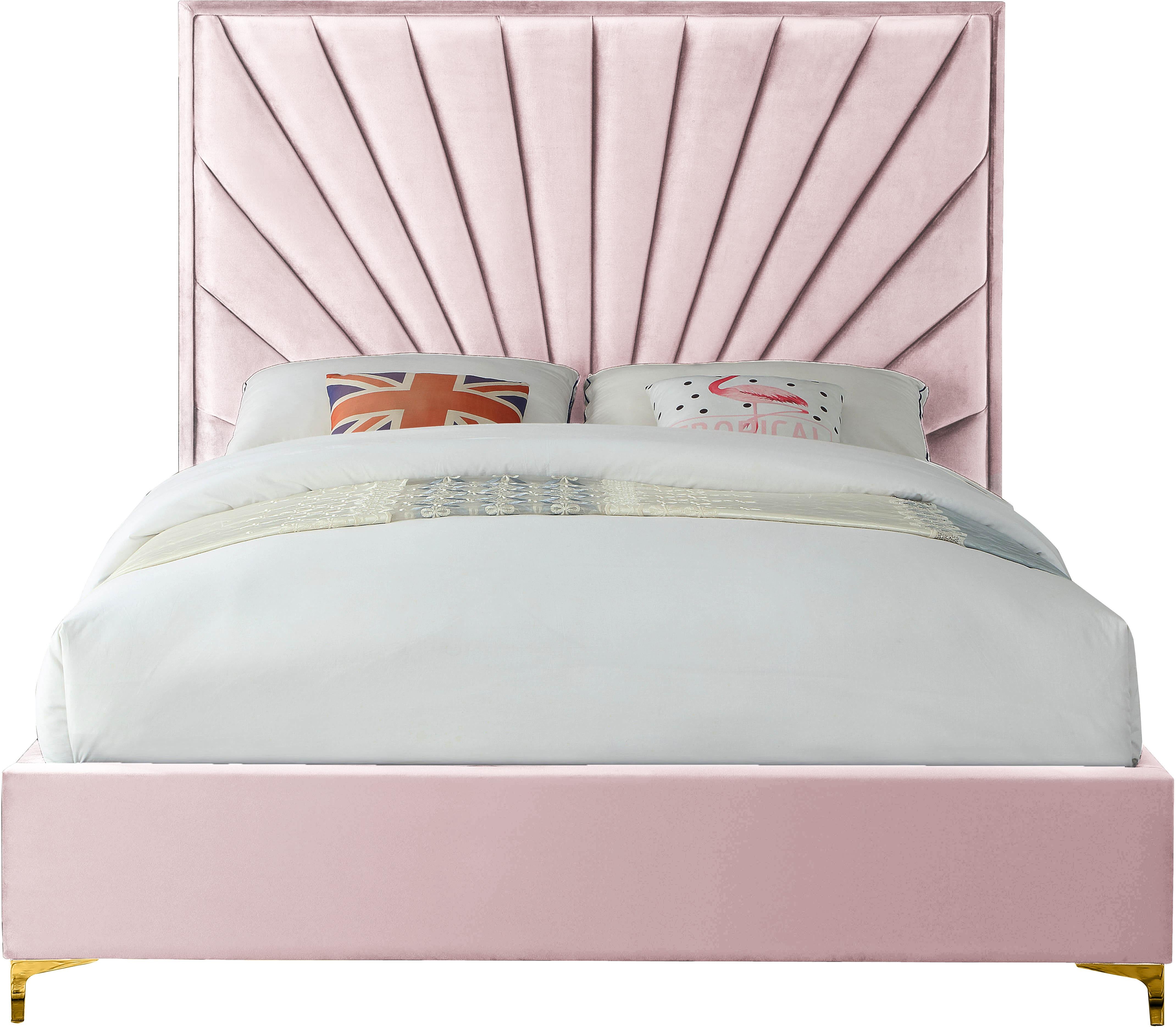 Eclipse Pink Velvet Queen Bed - Luxury Home Furniture (MI)
