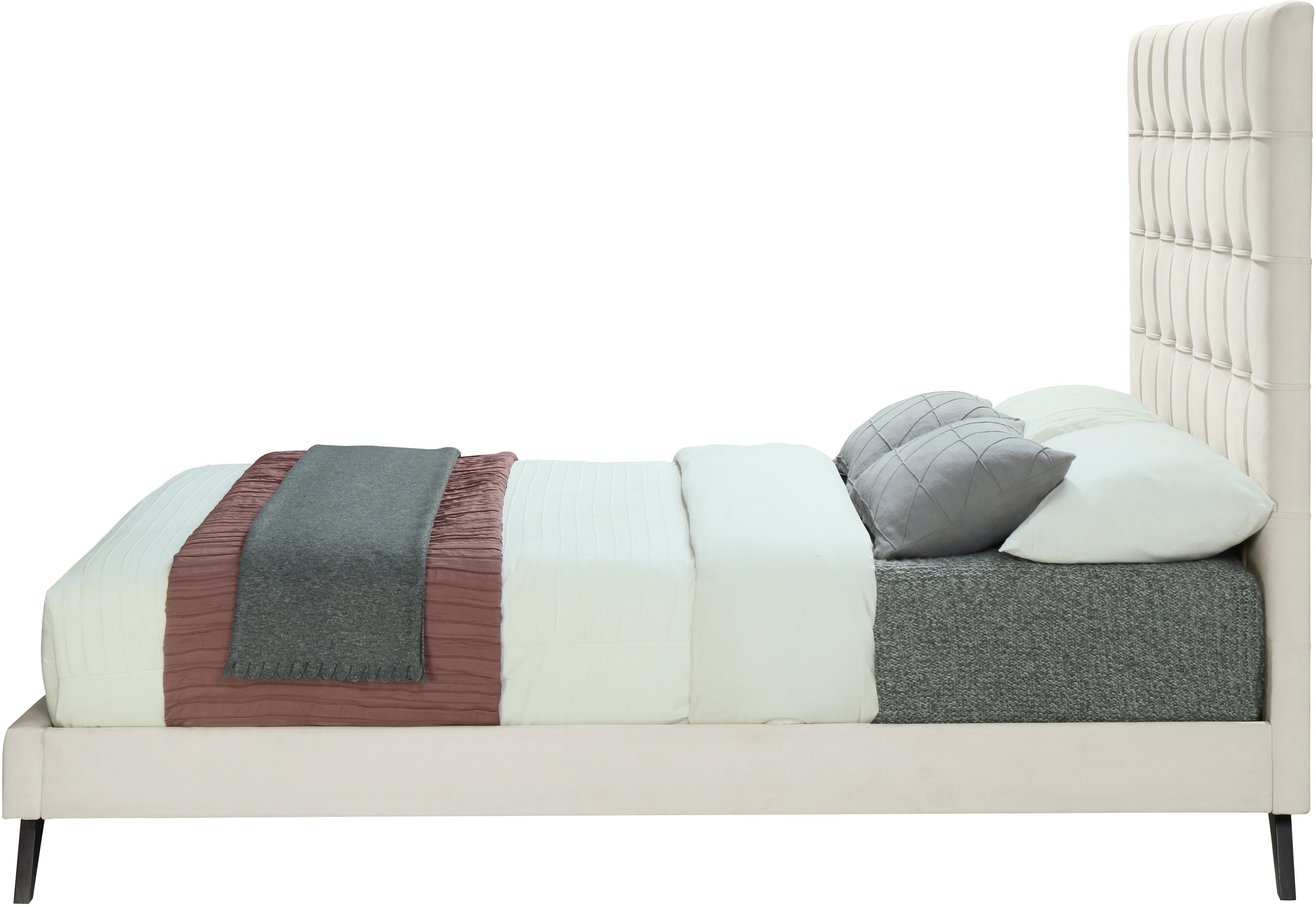 Elly Cream Velvet Queen Bed - Luxury Home Furniture (MI)