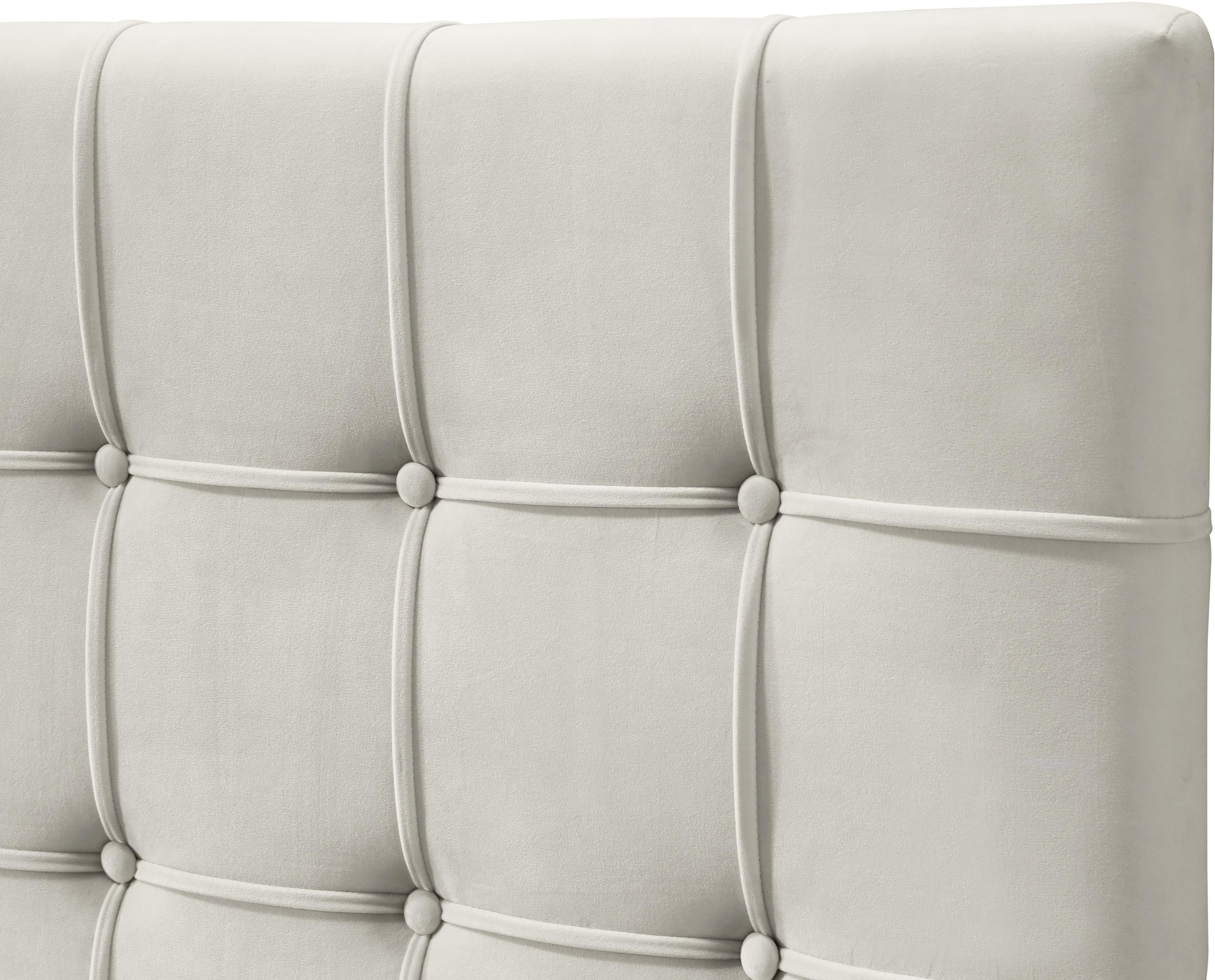 Elly Cream Velvet Queen Bed - Luxury Home Furniture (MI)