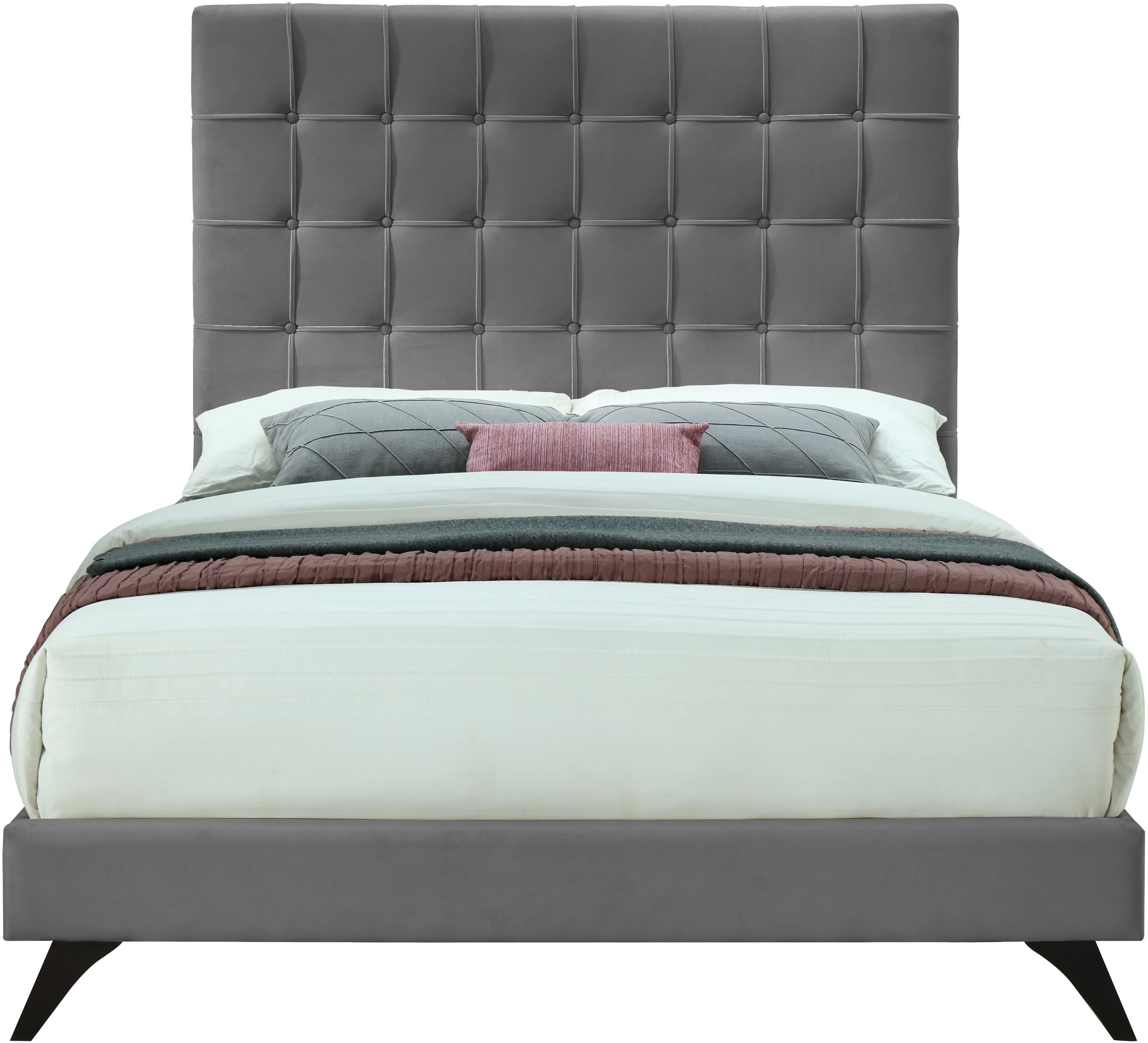 Elly Grey Velvet King Bed - Luxury Home Furniture (MI)