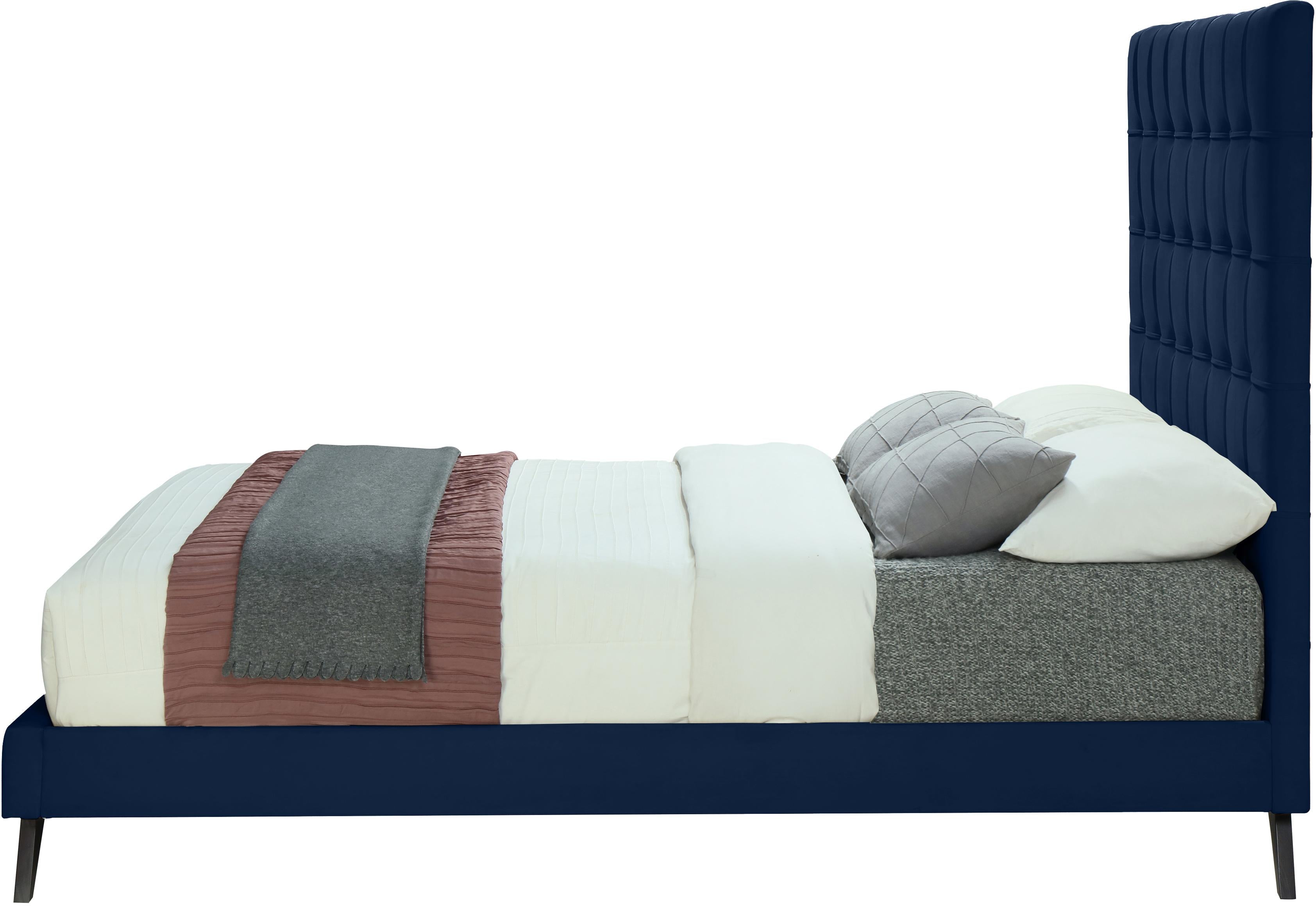 Elly Navy Velvet King Bed - Luxury Home Furniture (MI)