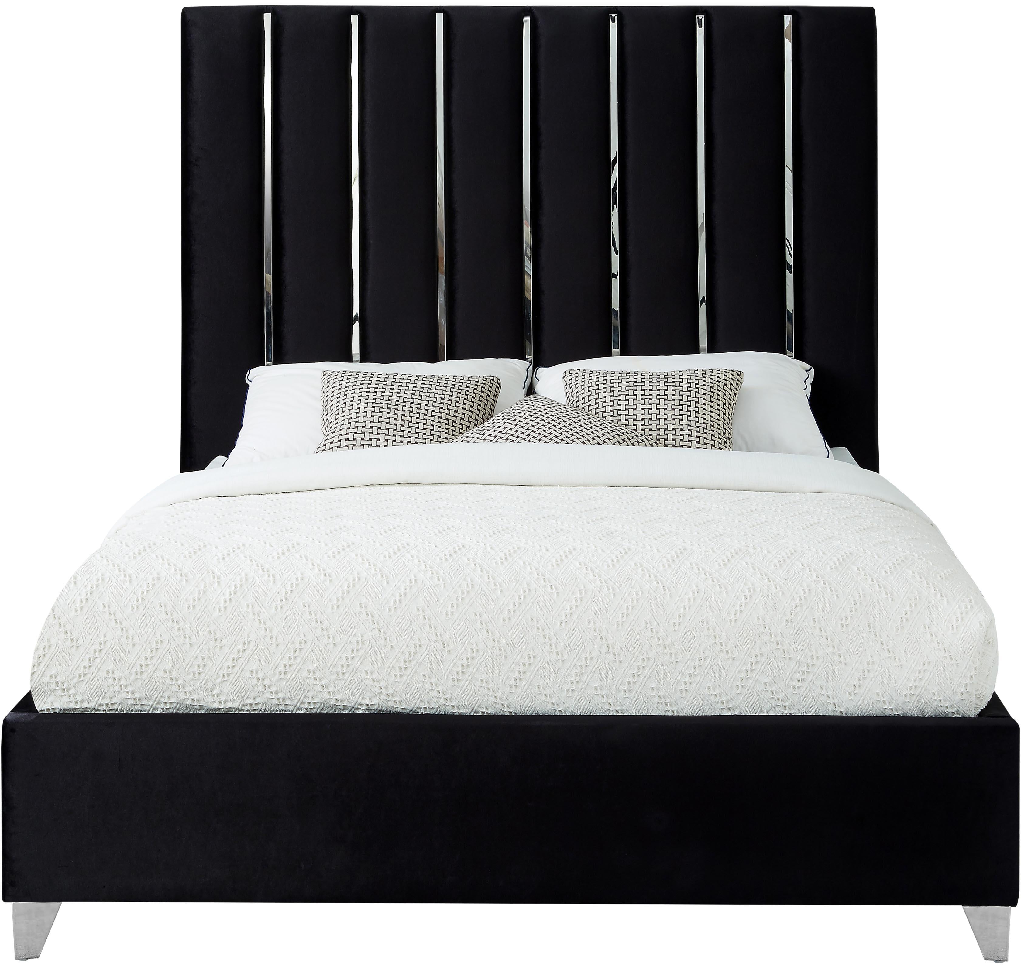 Enzo Black Velvet Queen Bed - Luxury Home Furniture (MI)