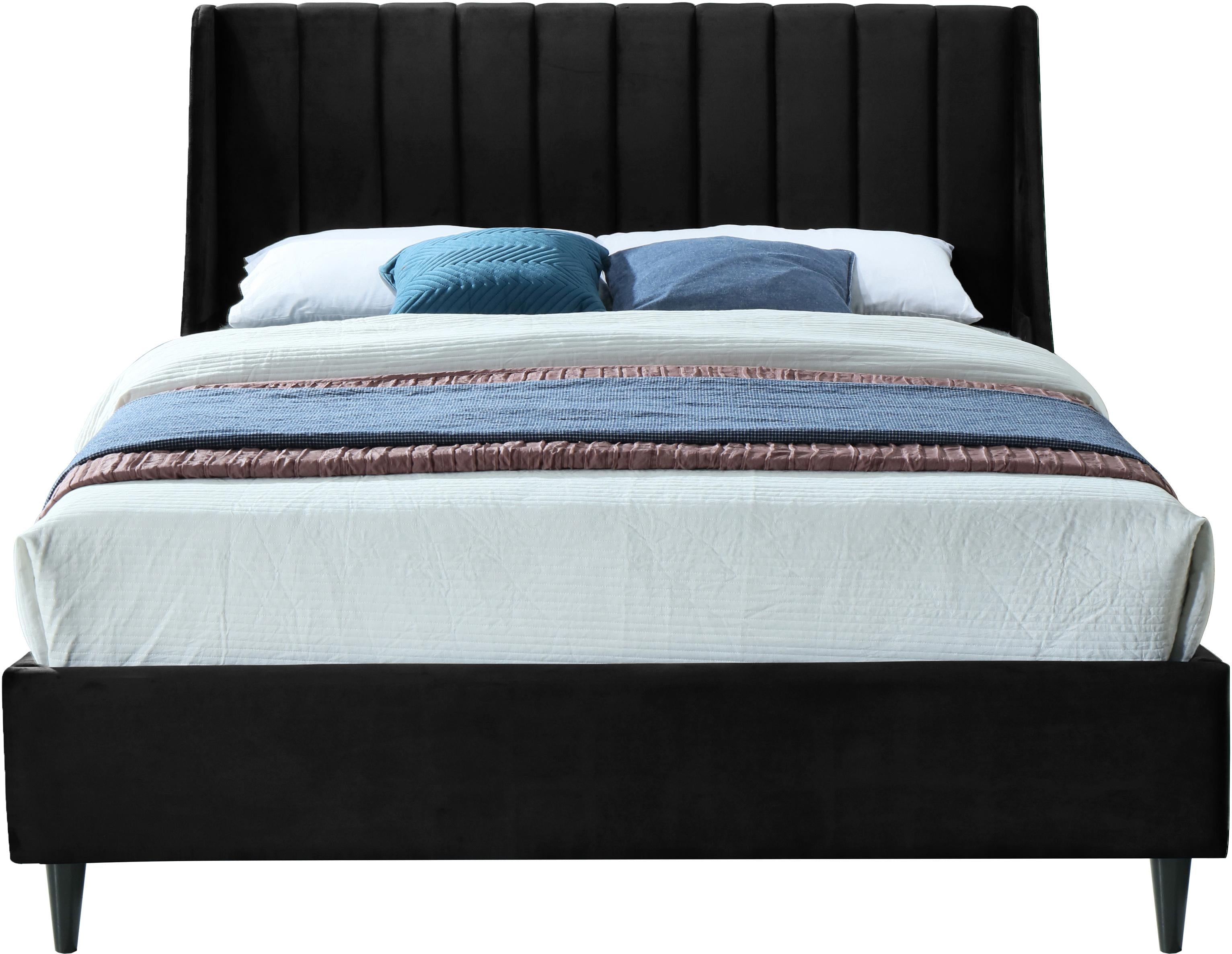 Eva Black Velvet Full Bed - Luxury Home Furniture (MI)
