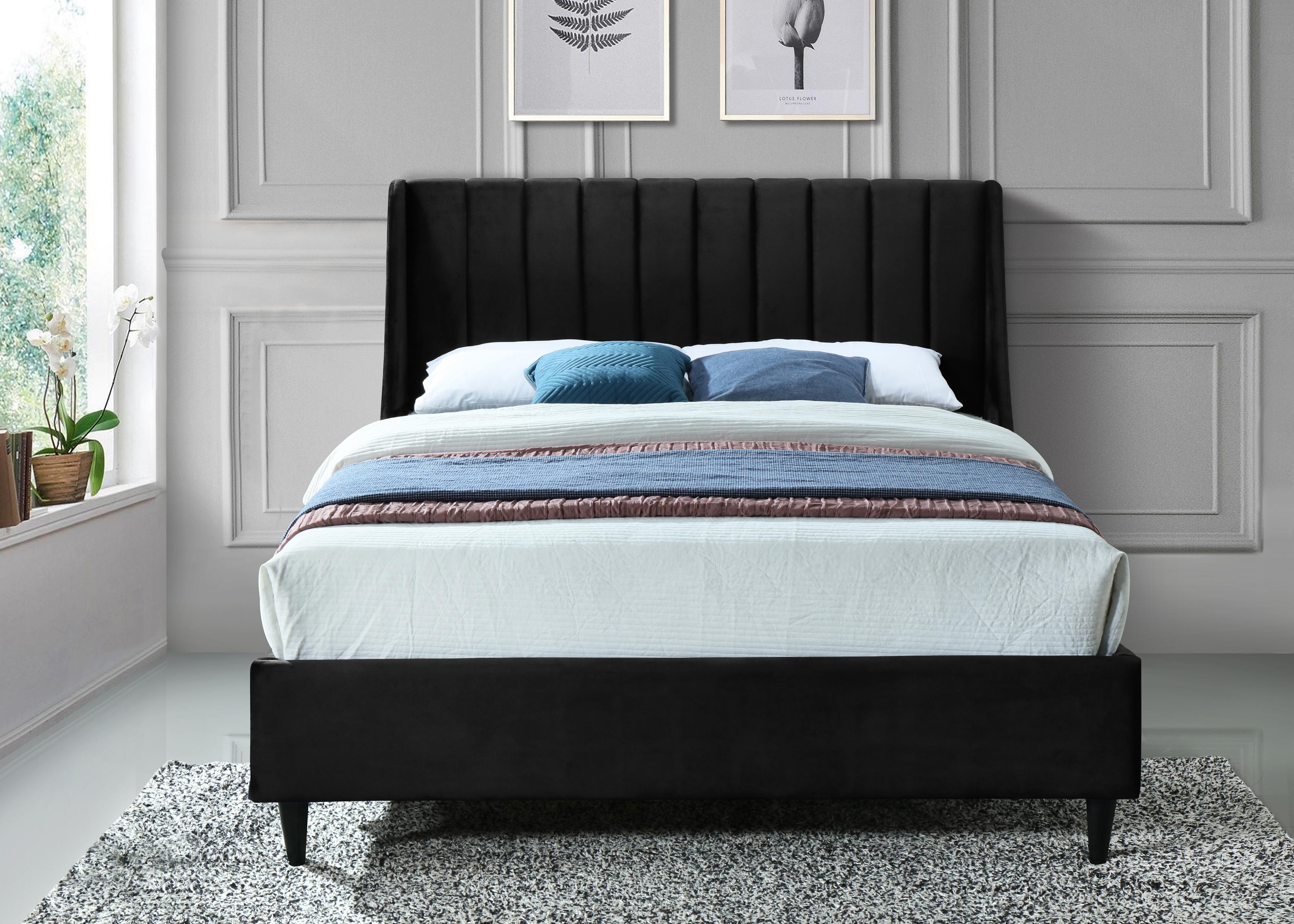 Eva Black Velvet Queen Bed - Luxury Home Furniture (MI)