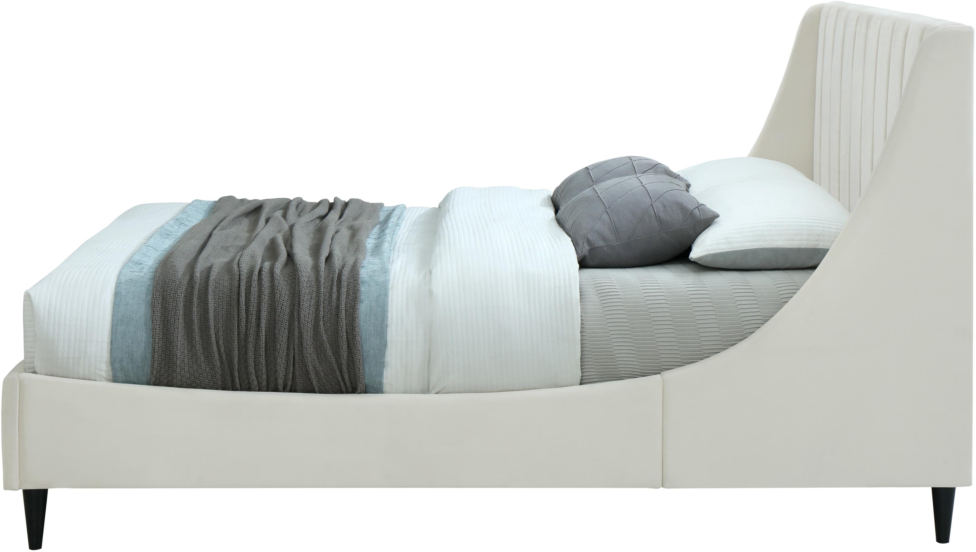Eva Cream Velvet Queen Bed - Luxury Home Furniture (MI)