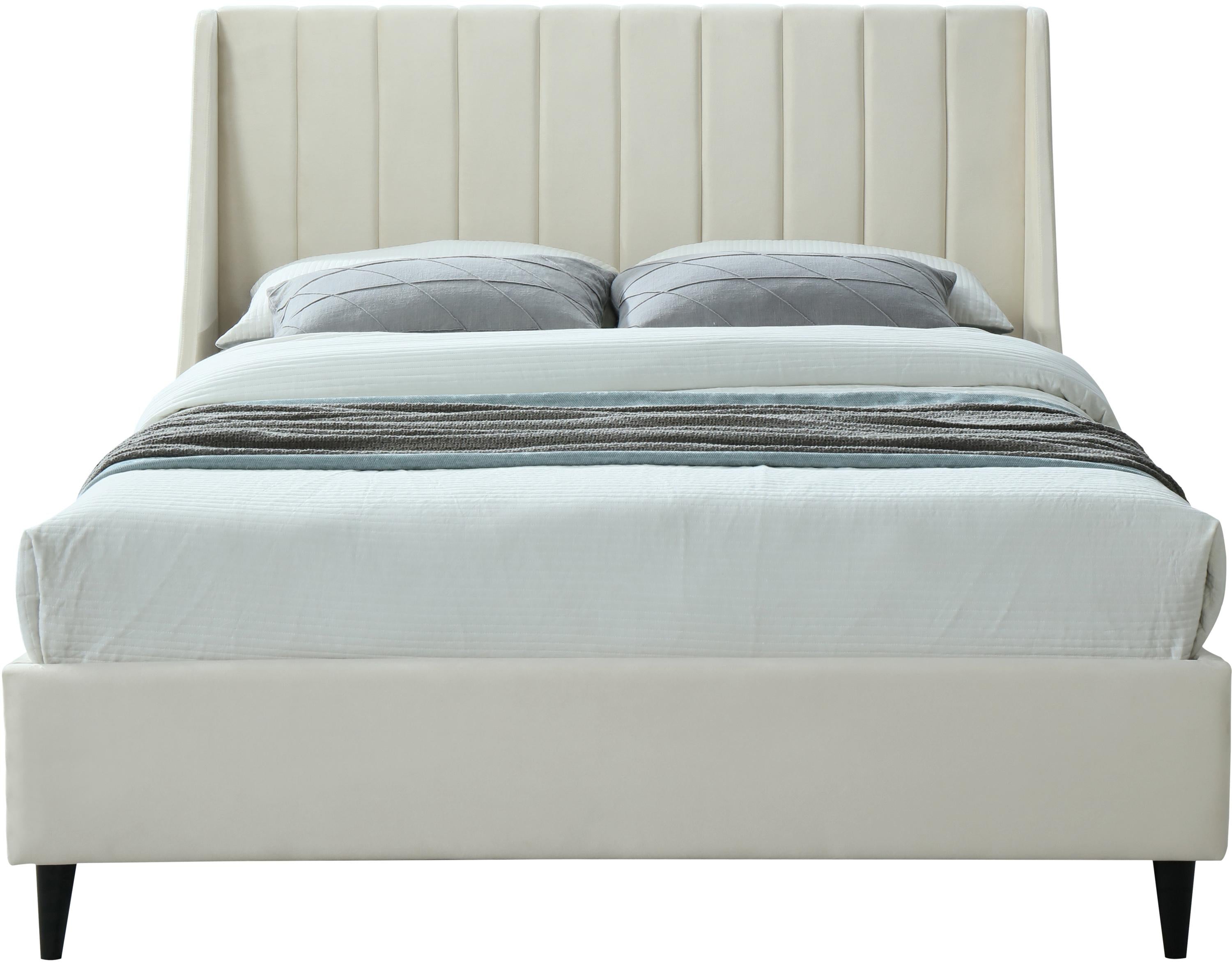 Eva Cream Velvet Queen Bed - Luxury Home Furniture (MI)