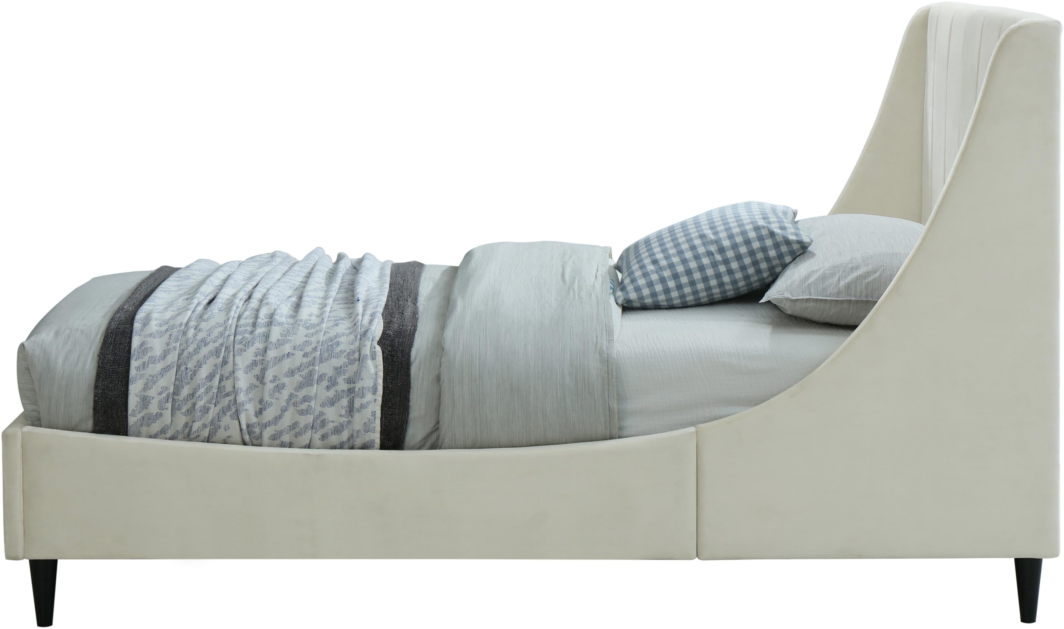 Eva Cream Velvet Twin Bed - Luxury Home Furniture (MI)