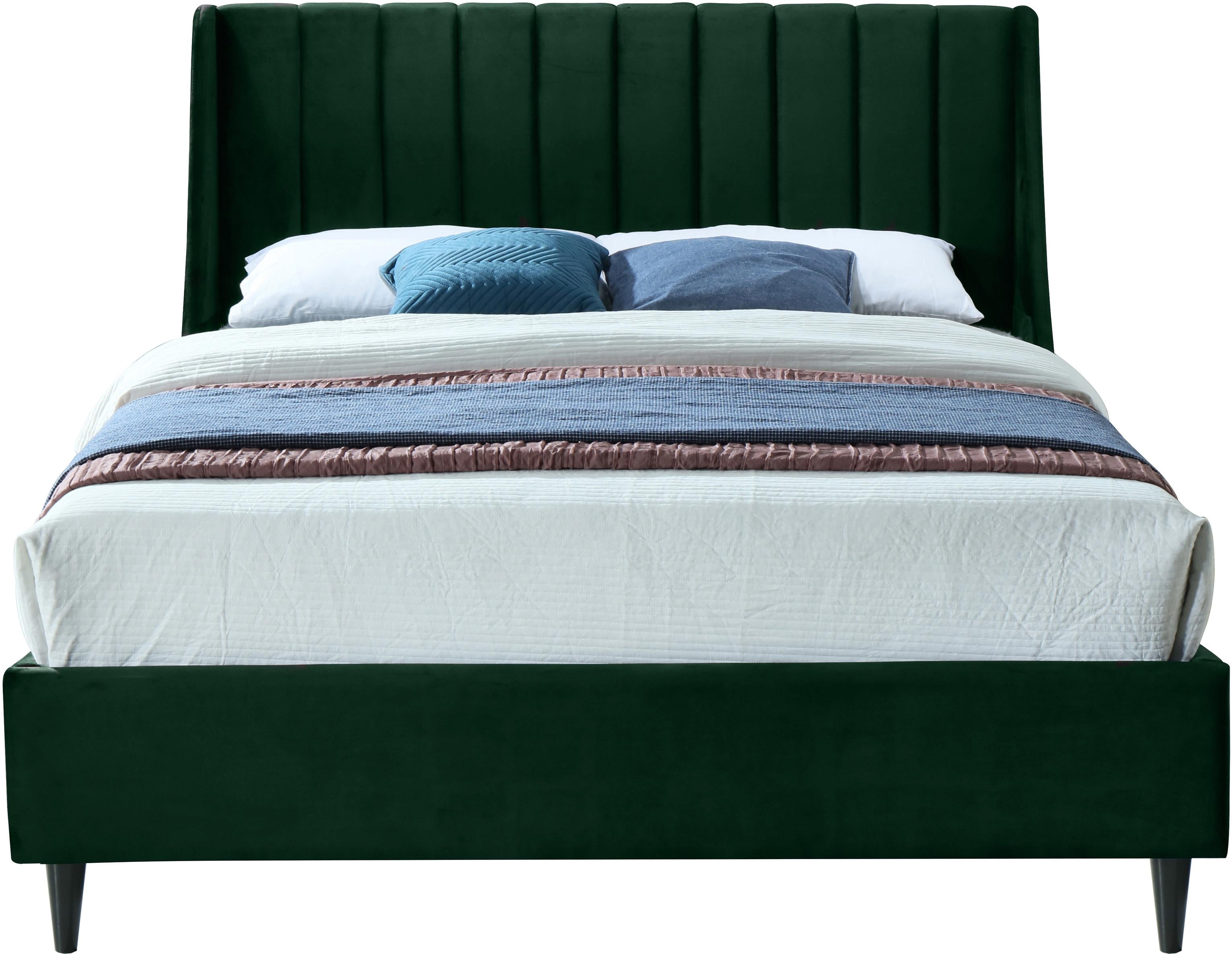Eva Green Velvet Full Bed - Luxury Home Furniture (MI)