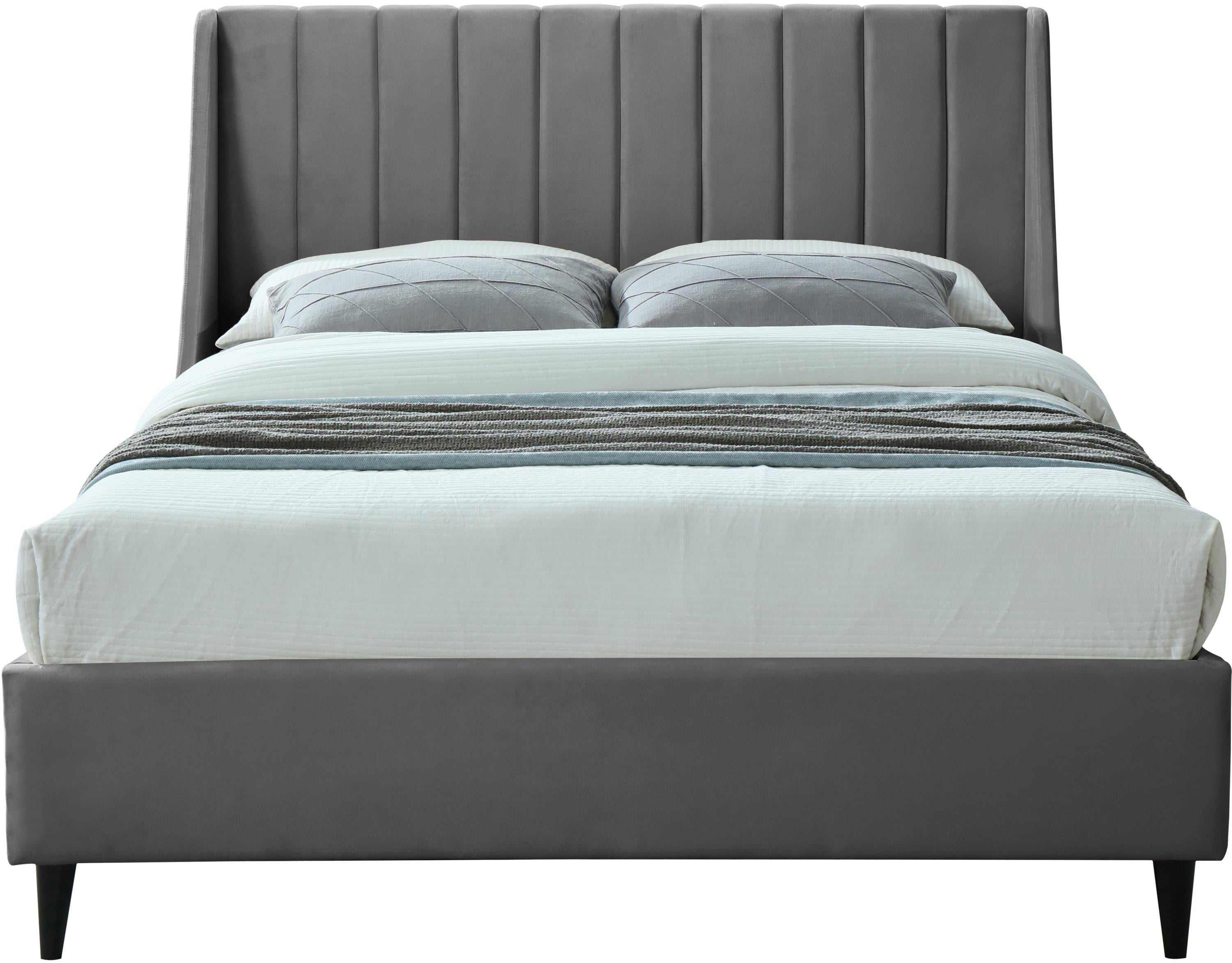 Eva Grey Velvet Full Bed - Luxury Home Furniture (MI)